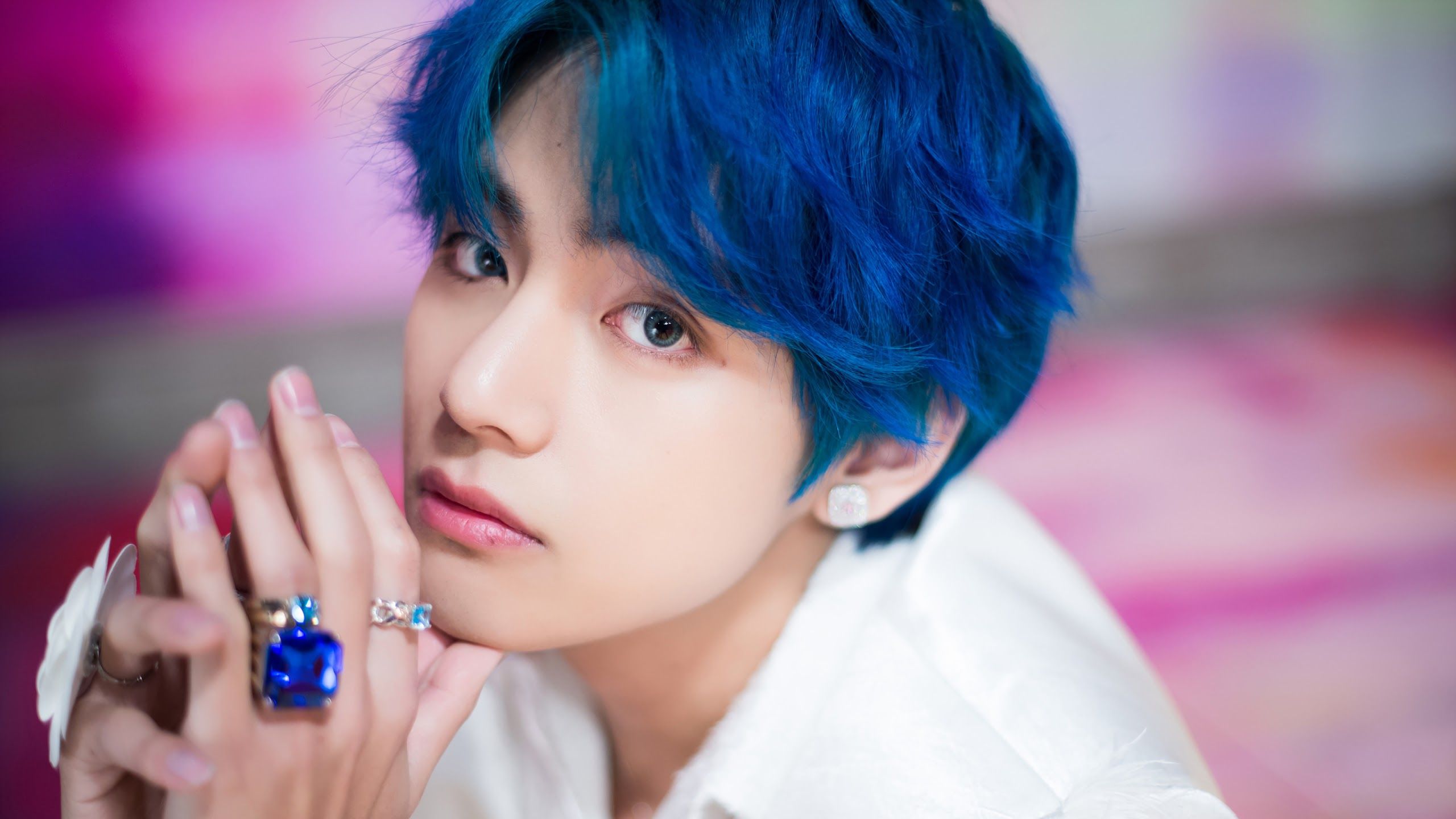 V BTS capelli blu, 2560x1440 1440p, Desktop