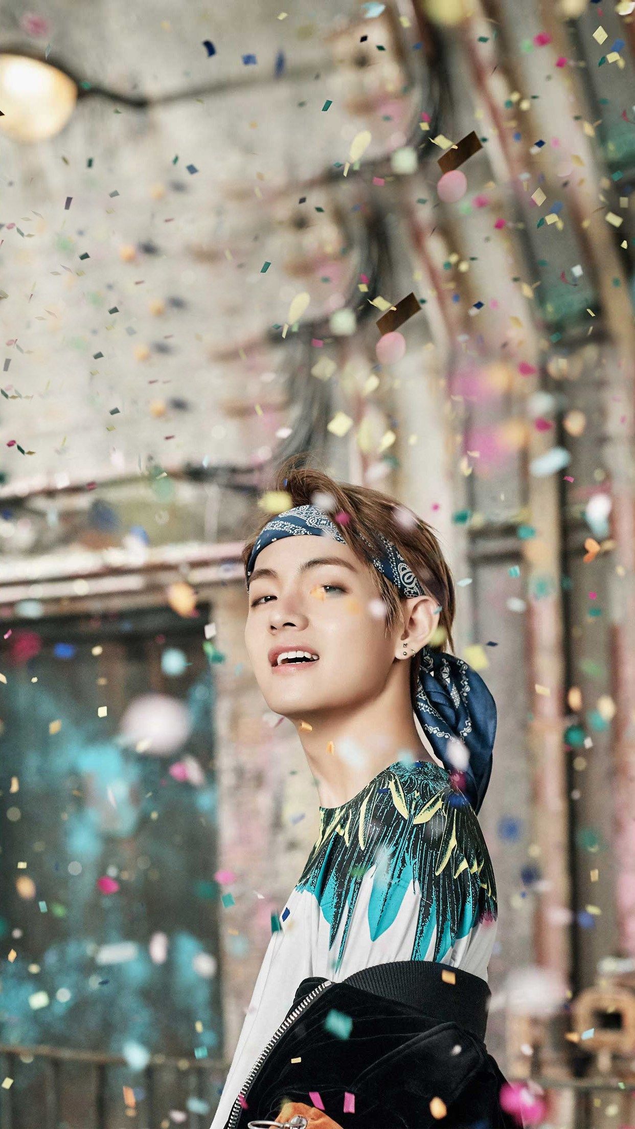 BTS V con coriandoli colorati, 1242x2208 Full HD Verticale, iPhone