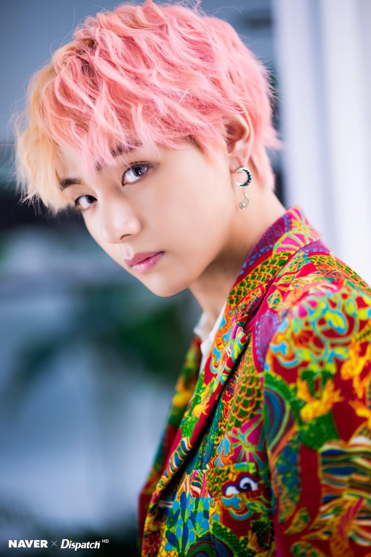 V BTS capelli rosa, 1280x1920 Full HD Verticale, Smartphone
