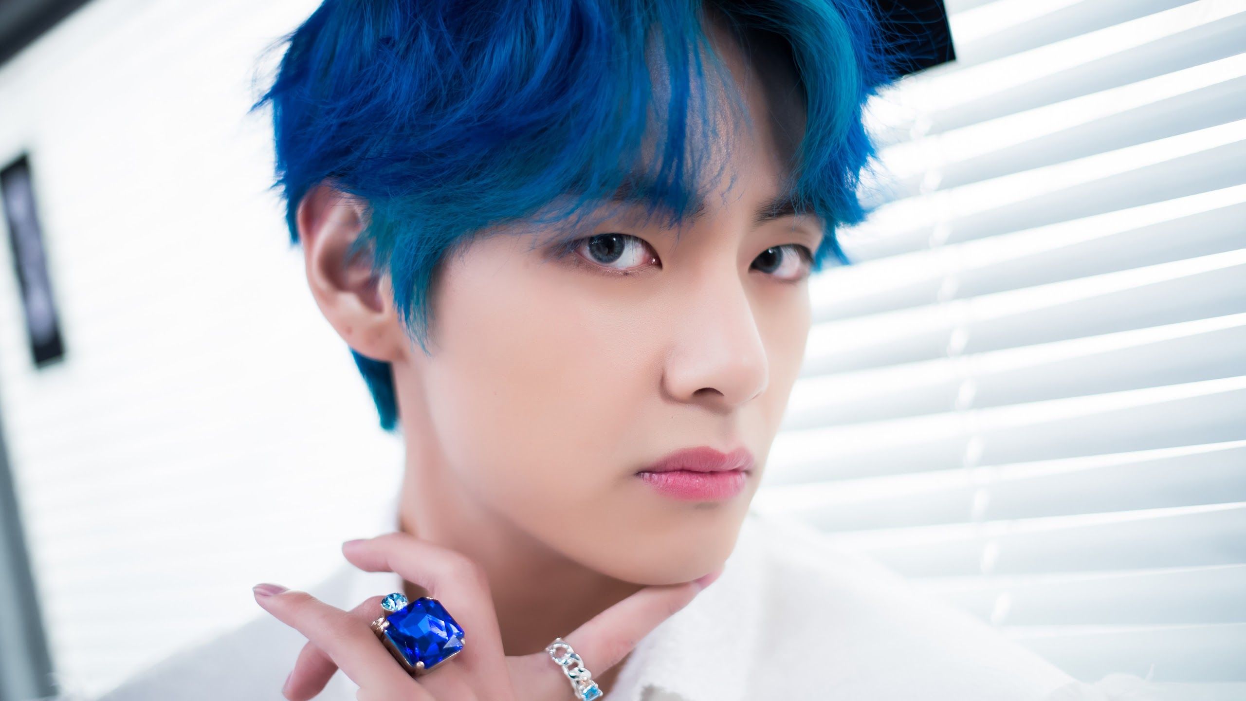 V BTS capelli blu, 2560x1440 1440p, Desktop