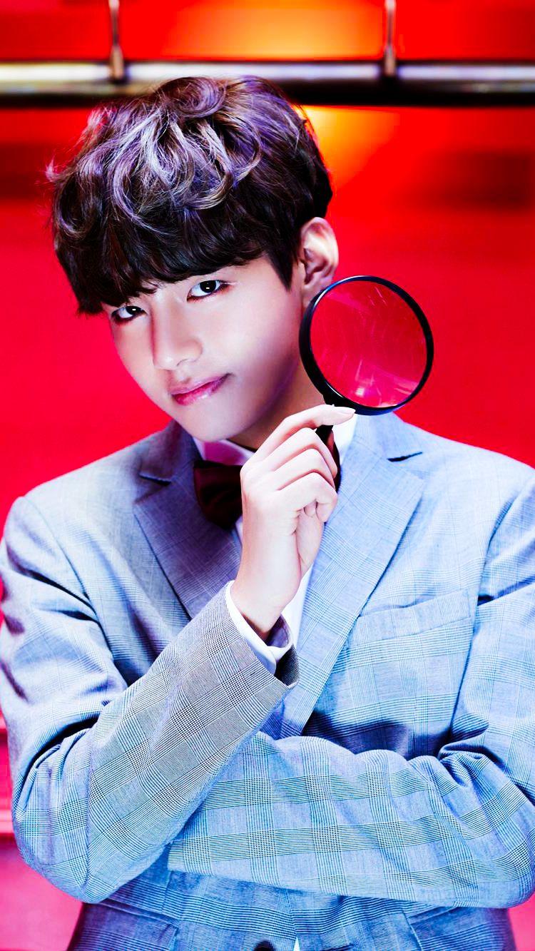 BTS V con lente rosa, 750x1333 Full HD Verticale, Smartphone