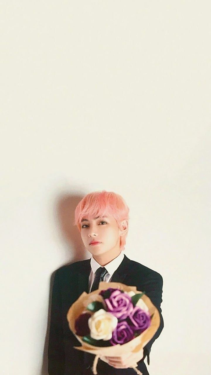 V BTS capelli rosa bouquet, Bangtan Sonyeondan, 720x1280 Full HD Verticale, iPhone