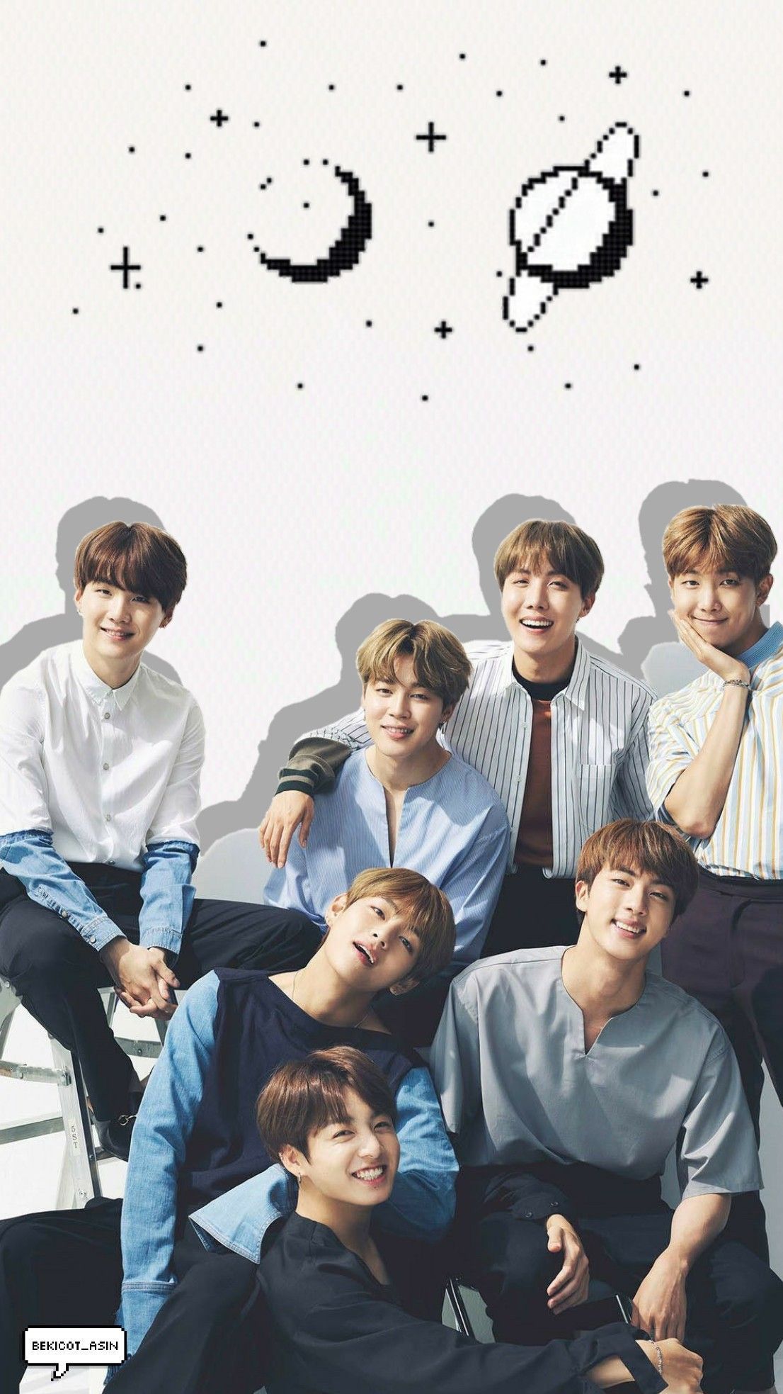 BTS gruppo pianeti pixel, 1106x1967 Full HD Verticale, Smartphone