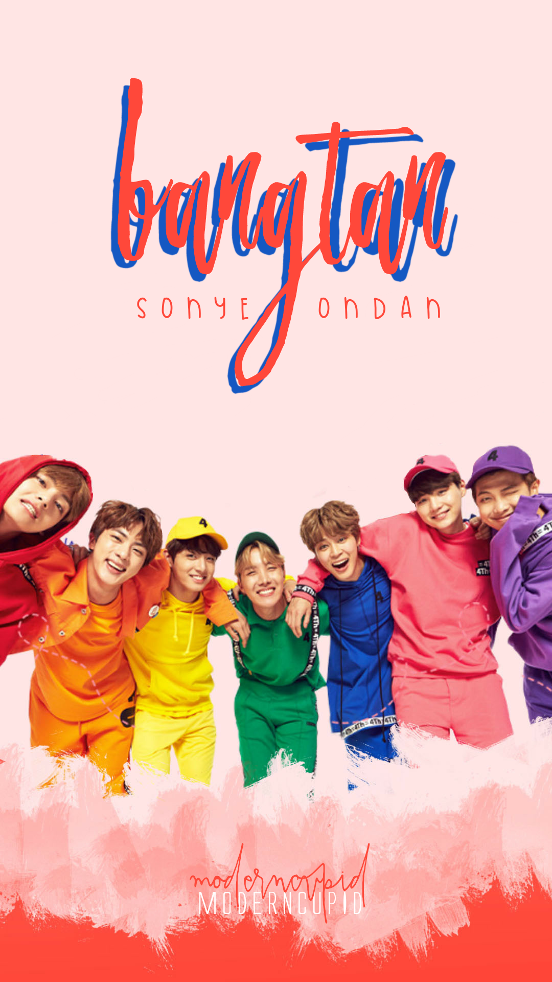 BTS Bangtan arcobaleno rosa, 1080x1920 Full HD Verticale, Samsung Galaxy