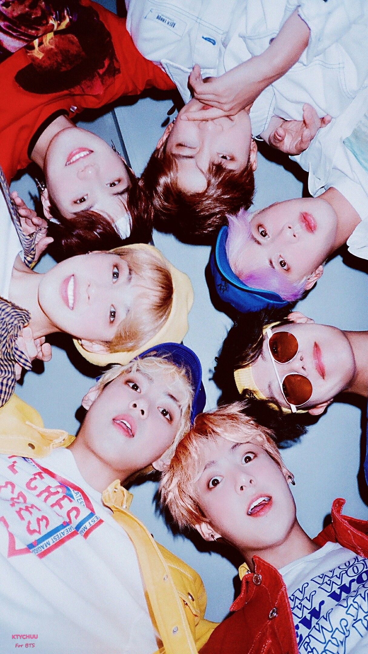 BTS sdraiati cerchio rosso, 1215x2160 Verticale, Telefono
