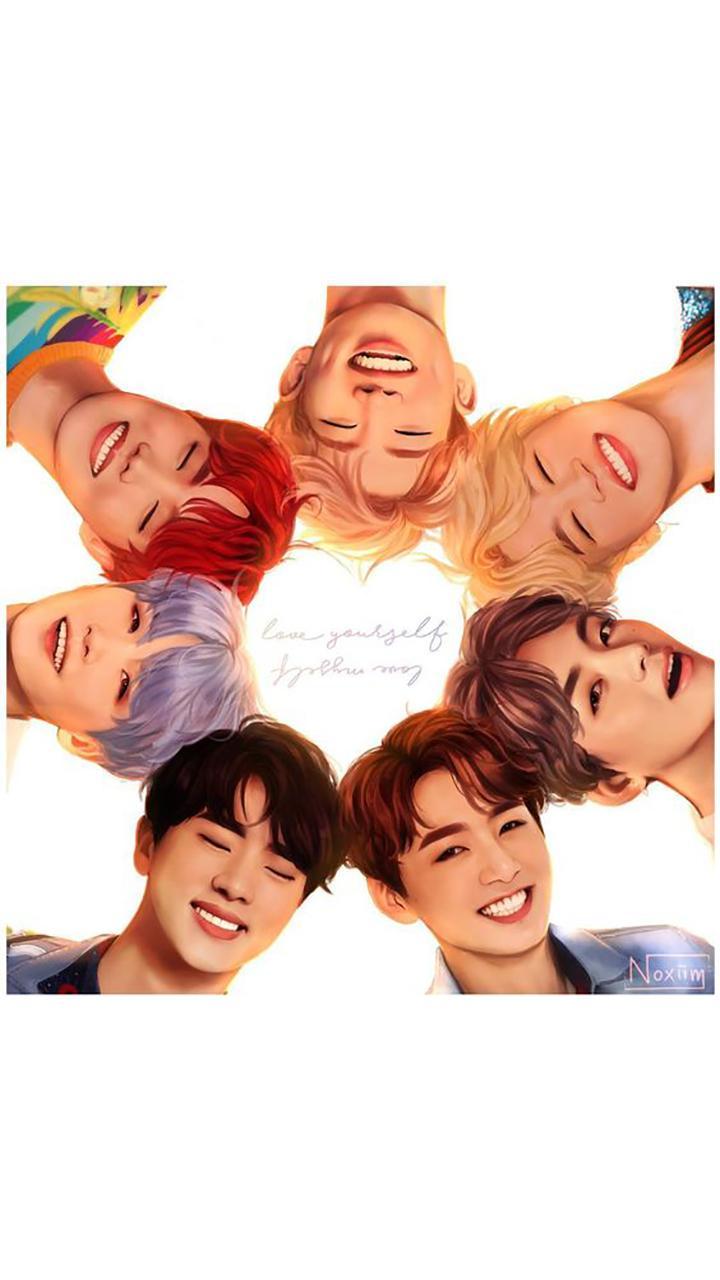 BTS volti cerchio capovolti, gruppo K-pop, 720x1280 Verticale, Mobile