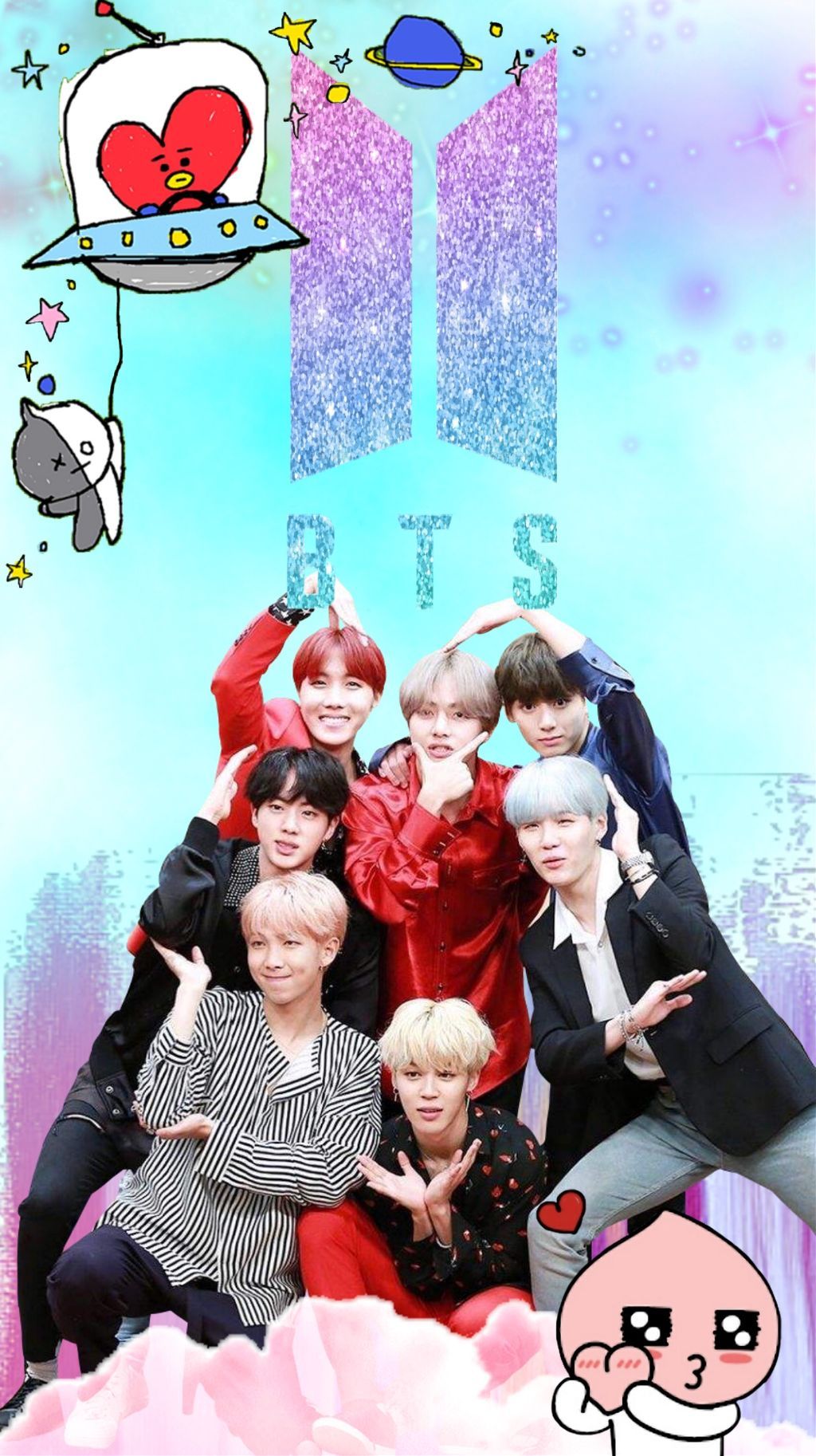BTS collage logo galassia, 1024x1826 Full HD Verticale, iPhone