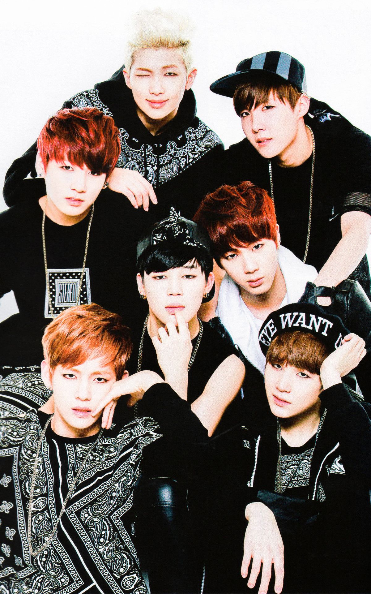 BTS bandana bianco gruppo, 1200x1920 Verticale, Telefono