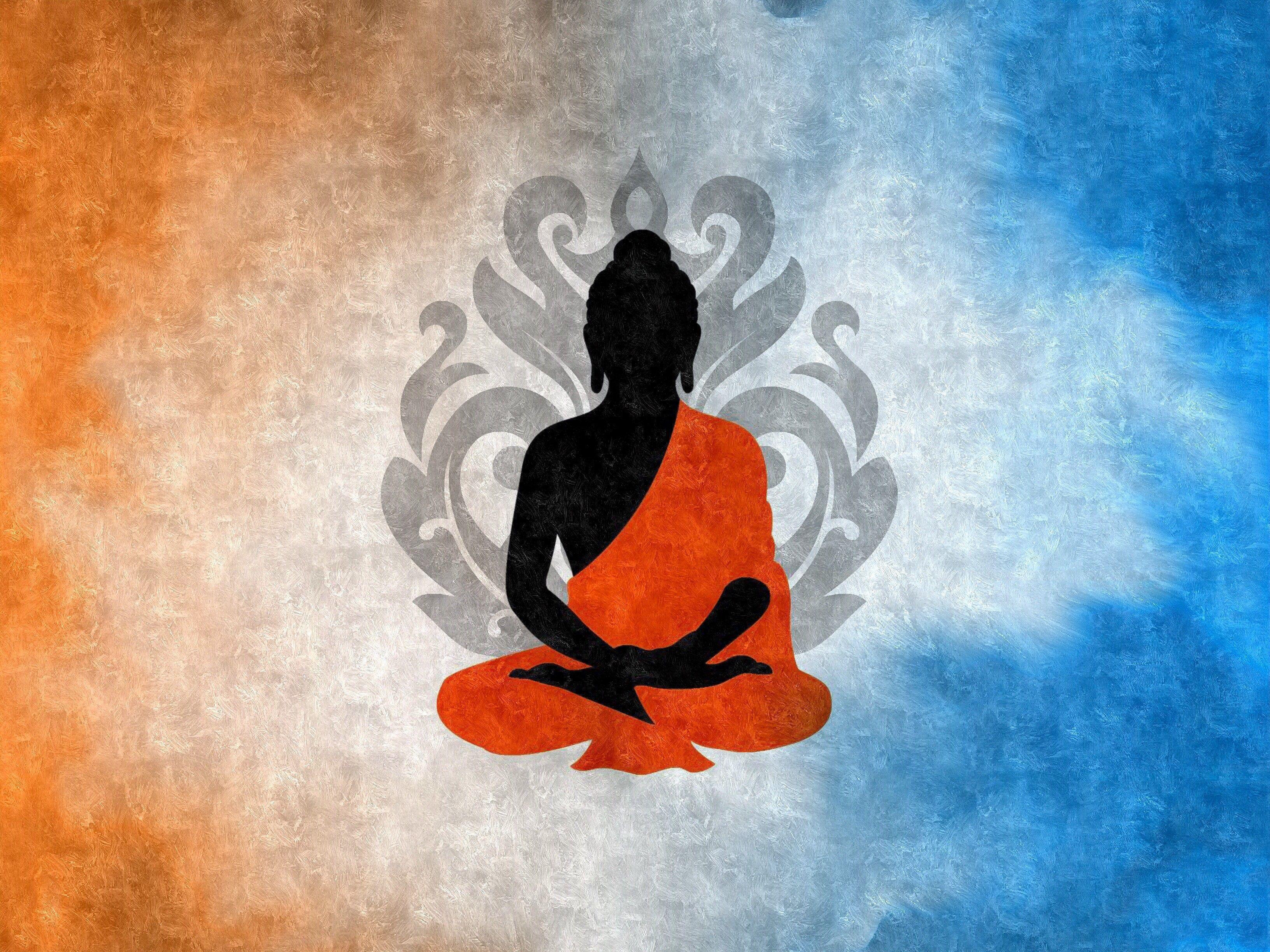 Silhouette Buddha arancione blu, 3264x2448 WQXGA, PC