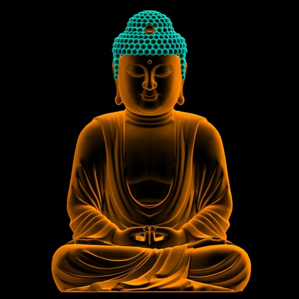 Statua Buddha neon arancione, 1024x1024 HD, Monitor Gaming