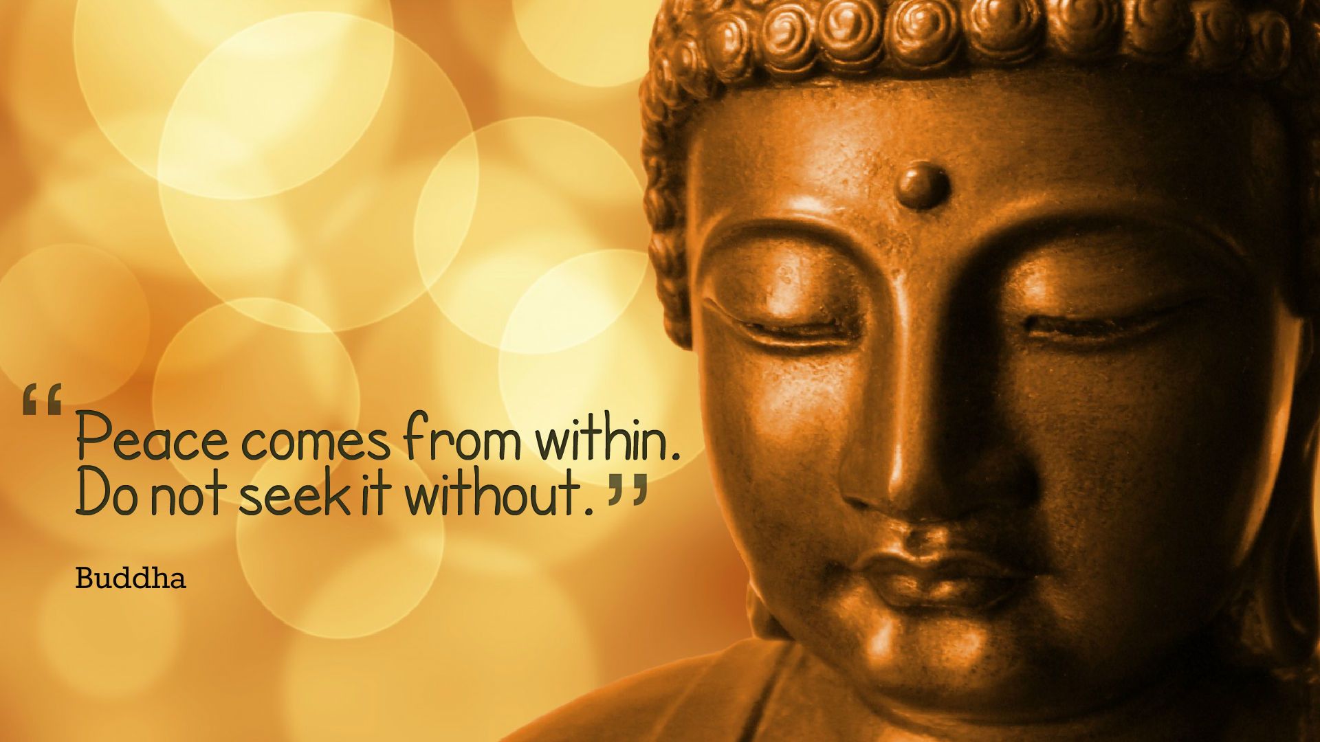Statua Buddha oro, citazione, 1920x1080 Full HD, Monitor Gaming
