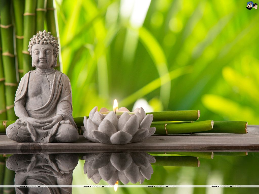 Statua Buddha con candele e bambù, 1024x768 HD, PC Desktop
