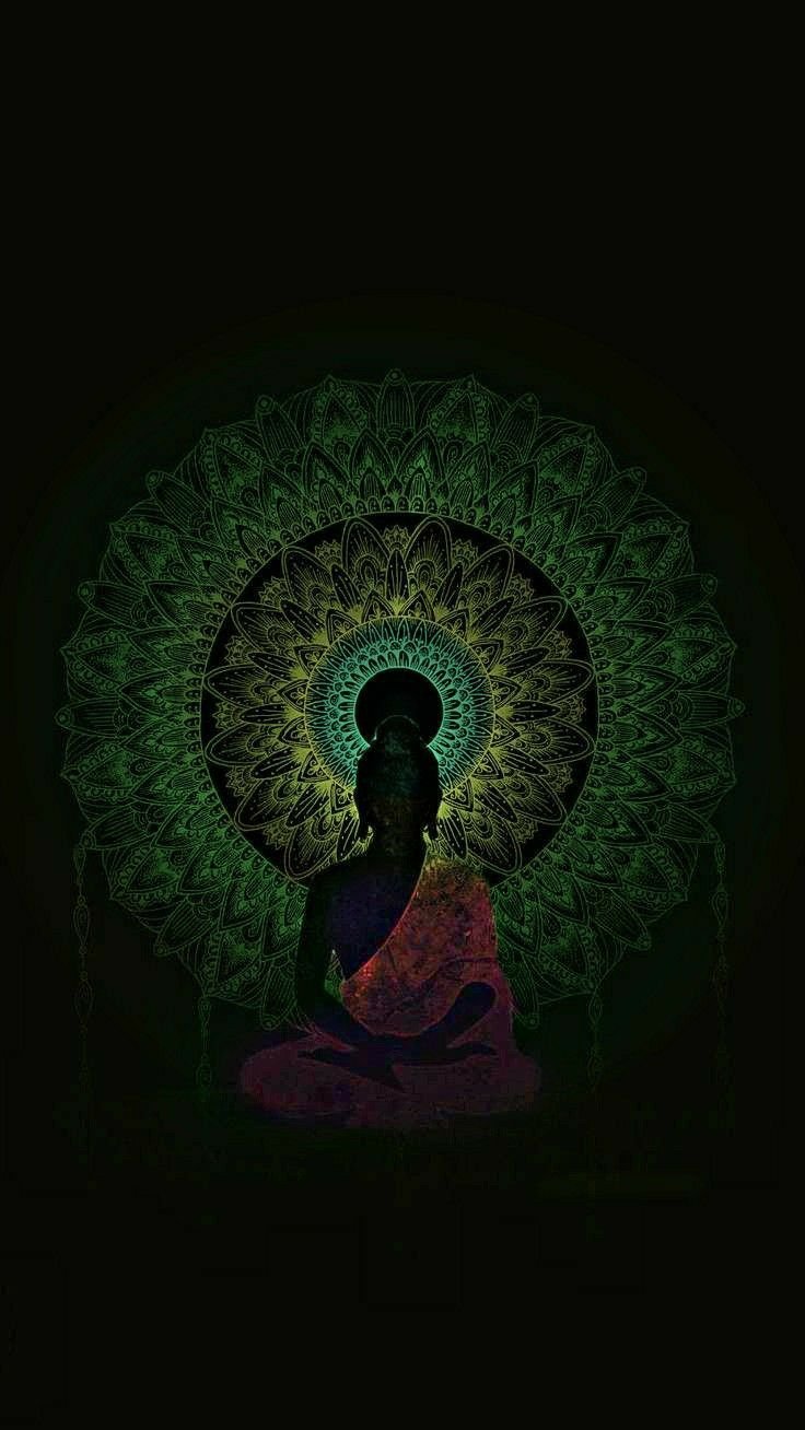 Buddha meditante mandala verde, 736x1308 Full HD Verticale, iPhone