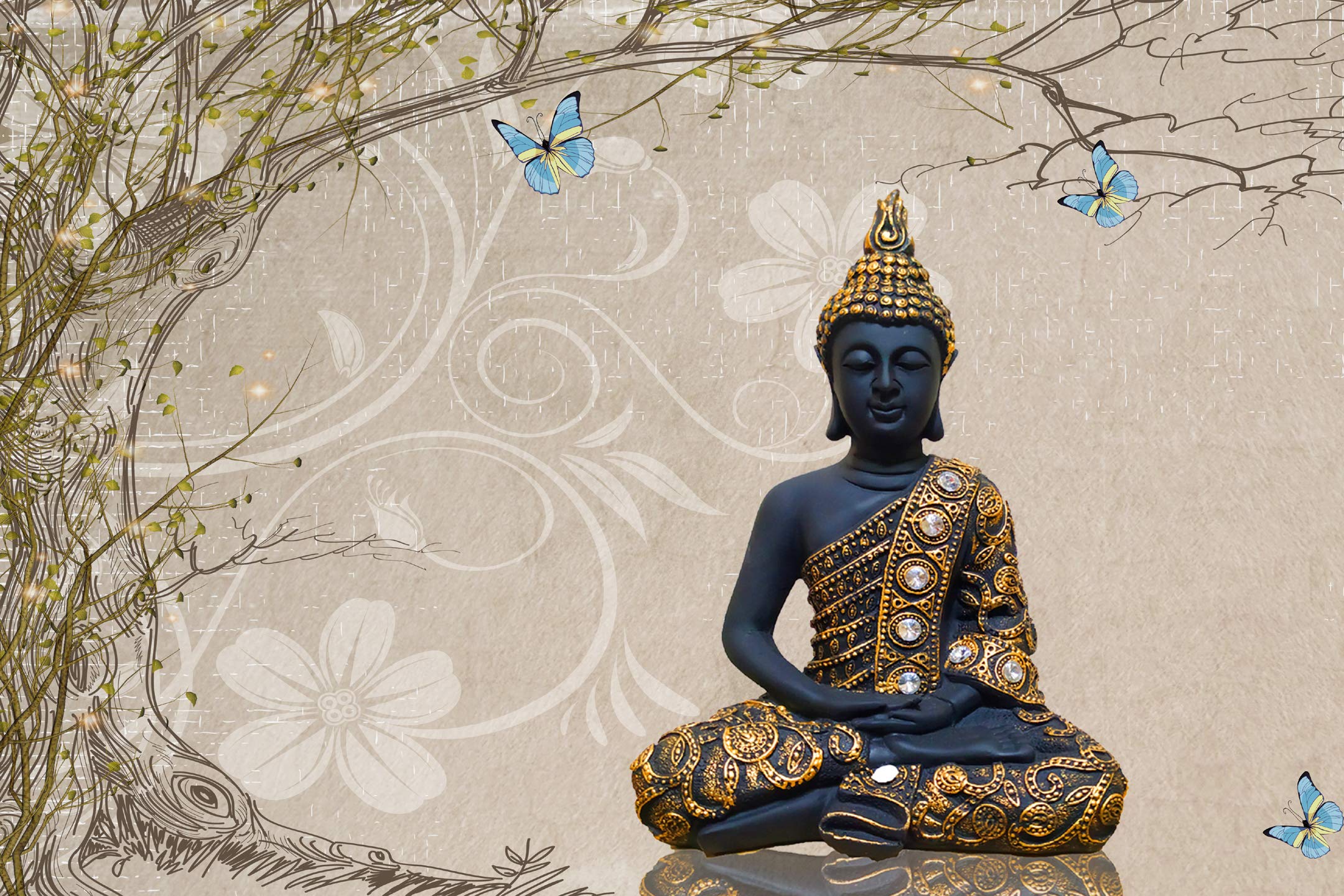 Statua Buddha nero e oro, 2160x1440 Hi-Res, PC