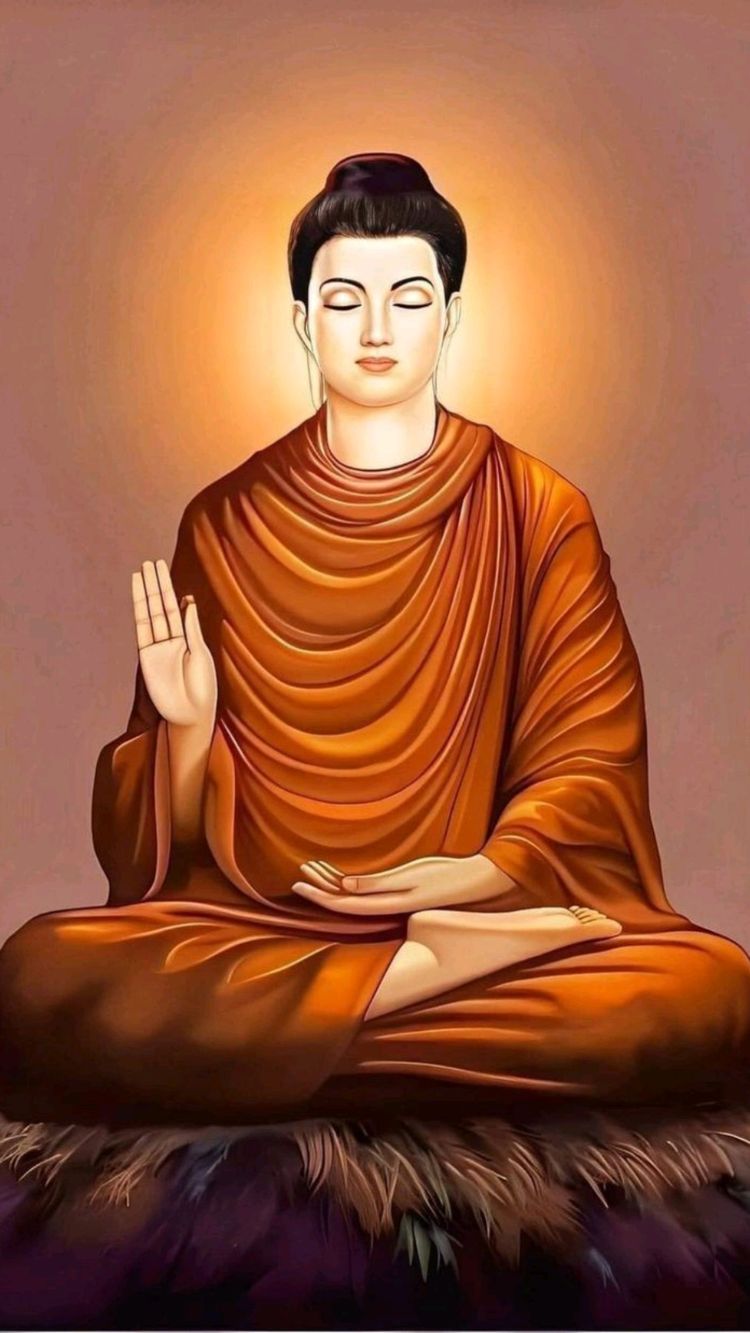 Buddha seduto meditazione arancione, 750x1333 Verticale, Telefono