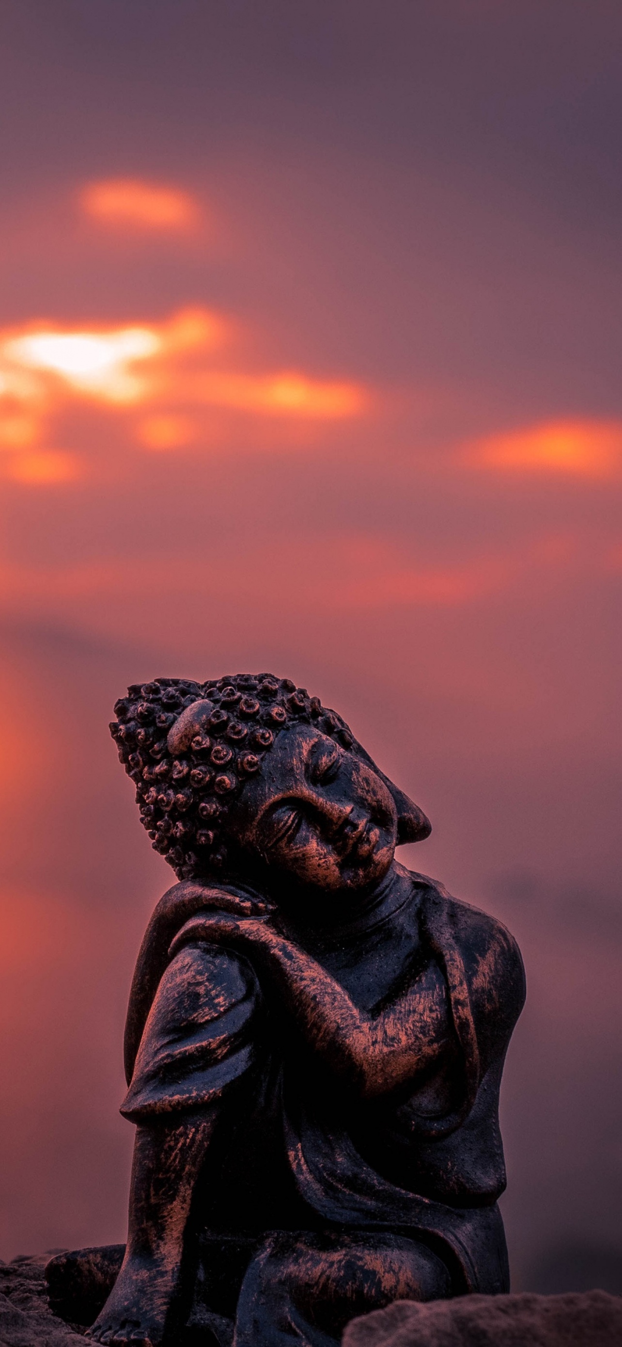 Statua Buddha al tramonto, 1284x2778 Full HD Verticale, Smartphone
