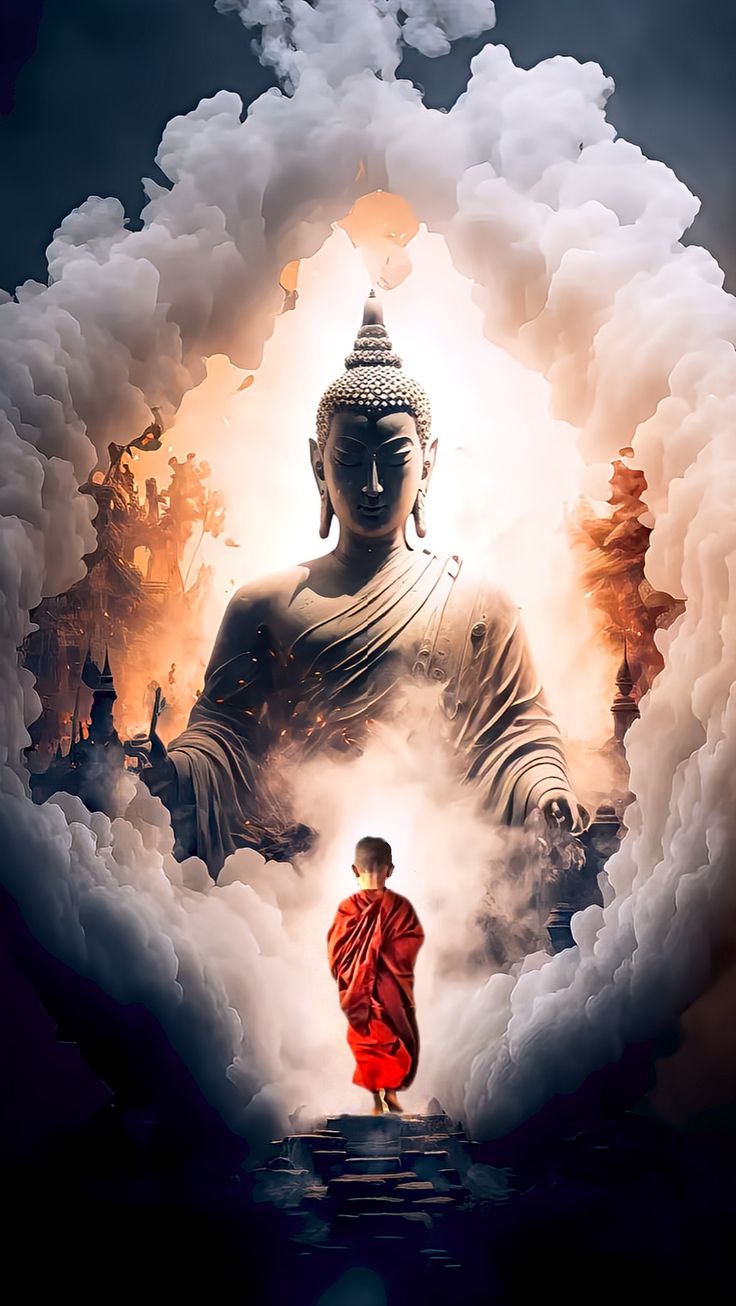 Statua Buddha tra nuvole, monaco, 736x1306 Full HD Verticale, Google Pixel