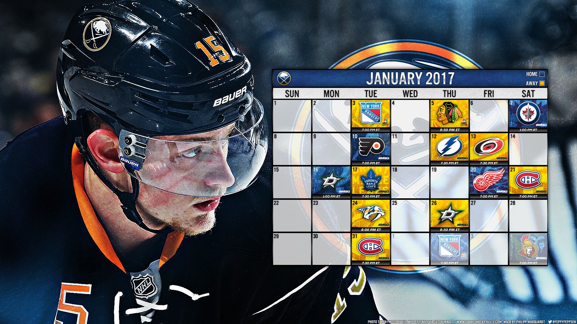 Giocatore hockey Buffalo Sabres calendario, 1920x1080 Full HD, PC