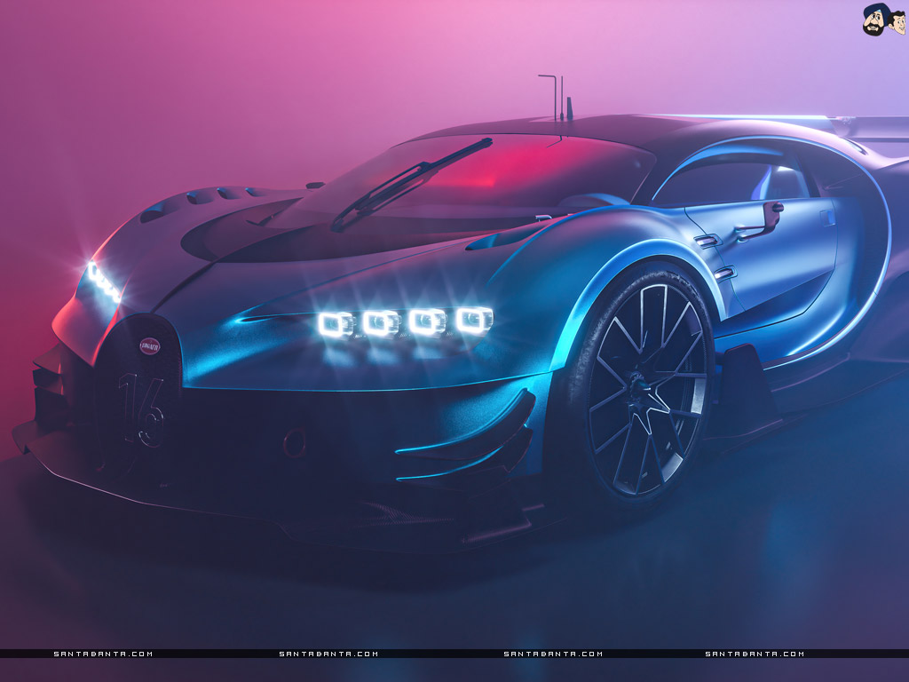 Bugatti auto sportiva blu neon, 1024x768 HD, Desktop