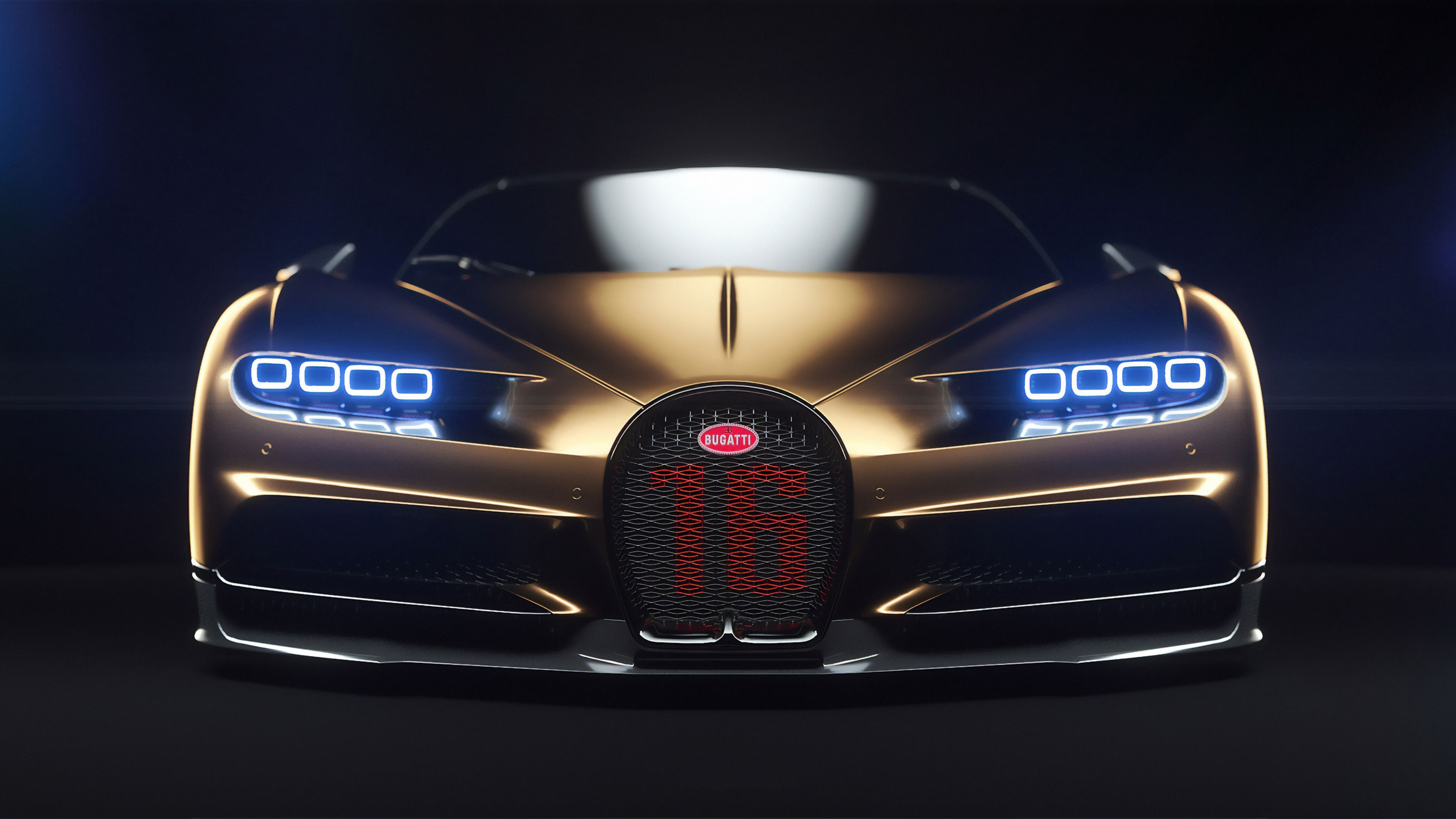Bugatti Chiron vista frontale, 3840x2160 4K Ultra HD, Monitor 4K