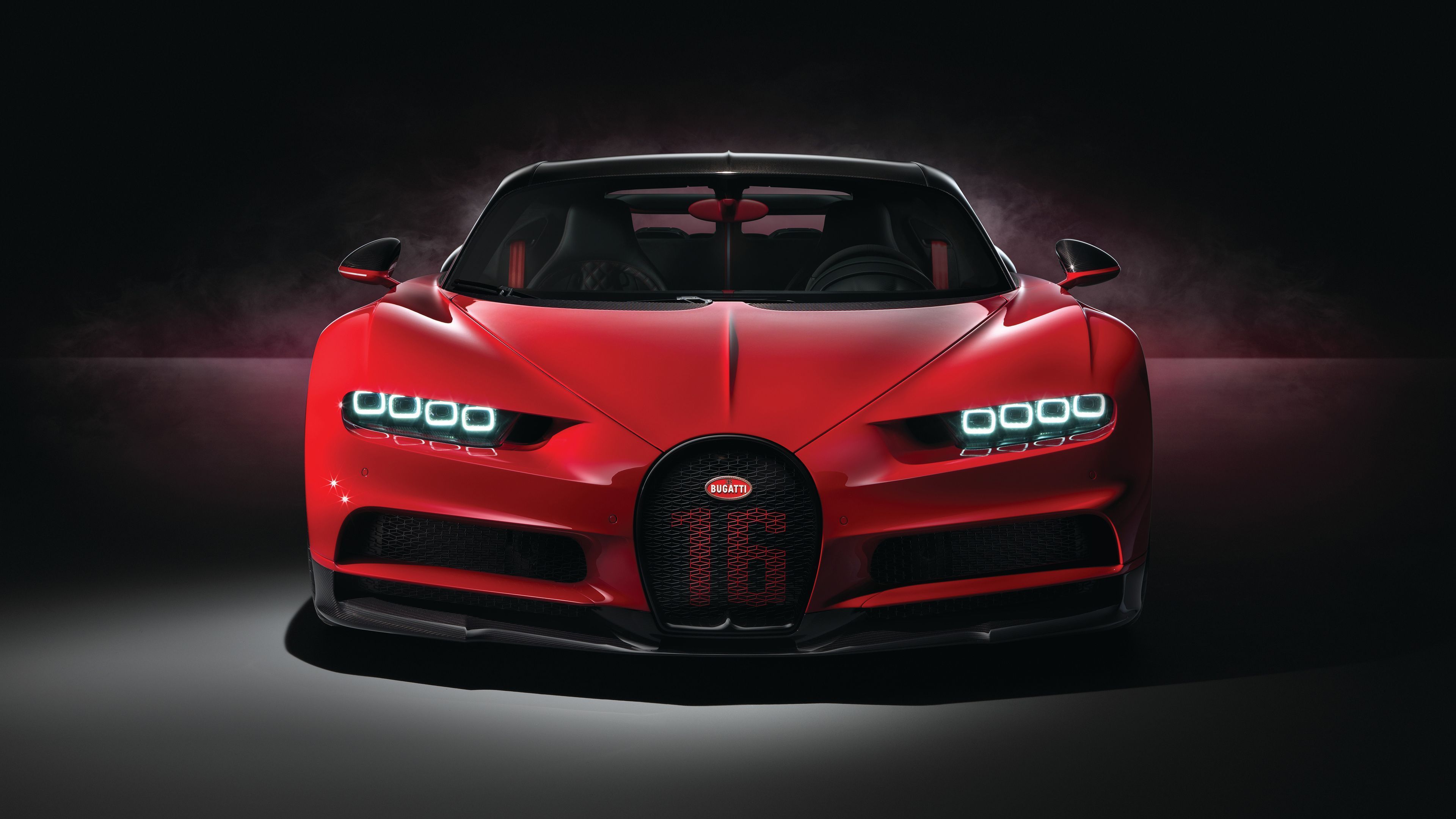 Bugatti Chiron rossa frontale, 3840x2160 UHD, PC 4K