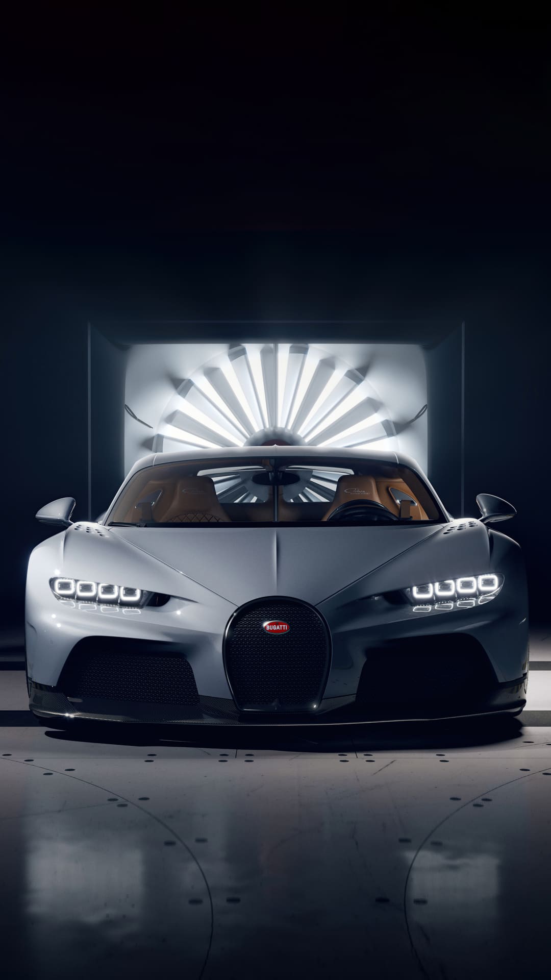 Bugatti Chiron argento hangar, W16, 1080x1920 Full HD Verticale, Smartphone