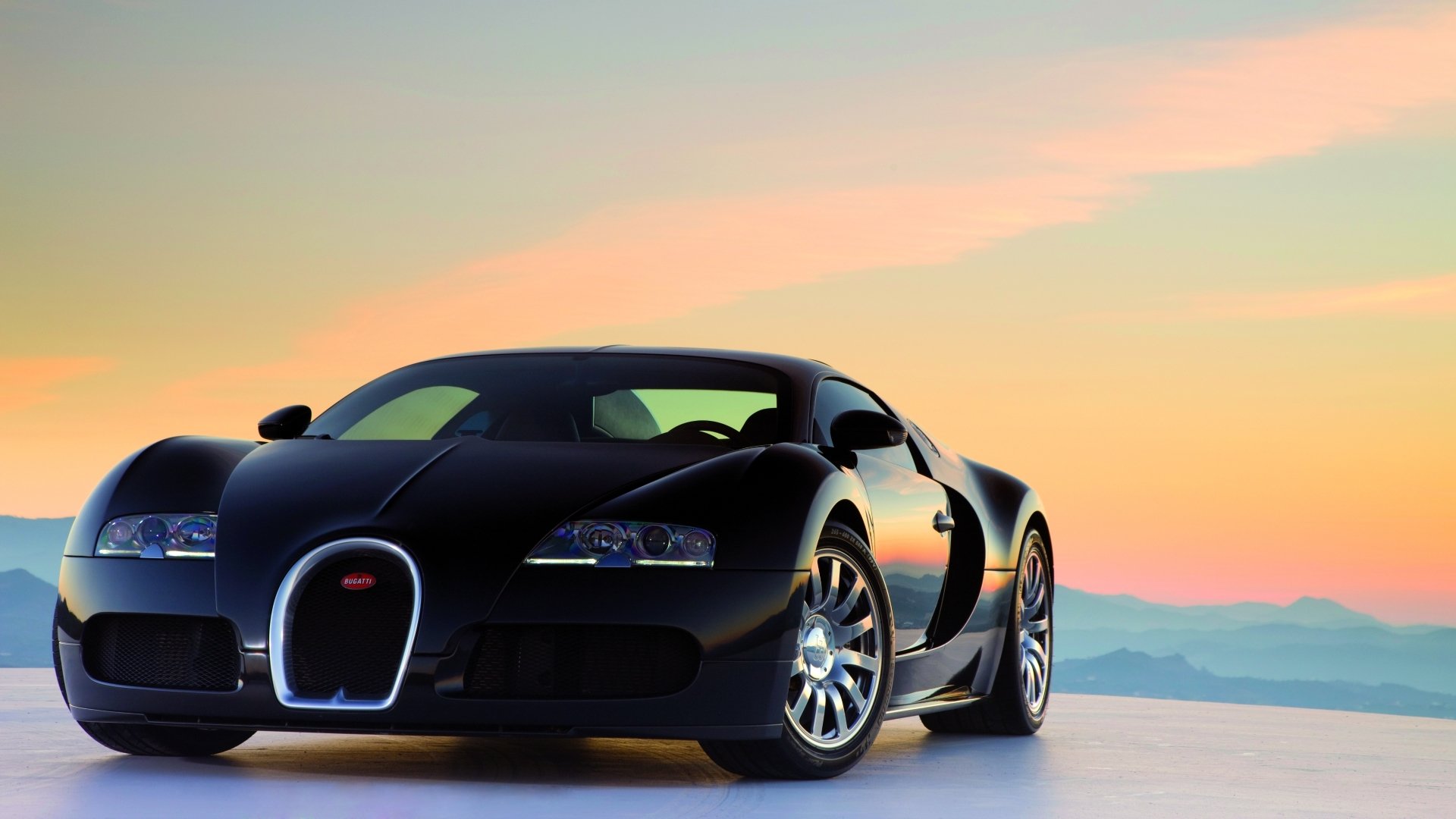 Bugatti Veyron nera al tramonto, 1920x1080 Full HD 1080p, PC Desktop