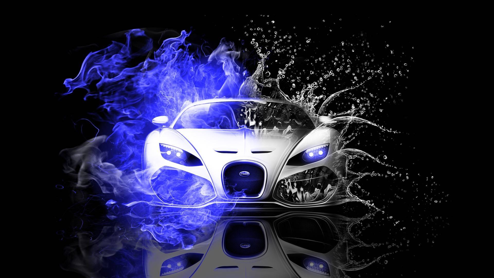 Bugatti bianca fumo blu, 1920x1080 Full HD, Desktop