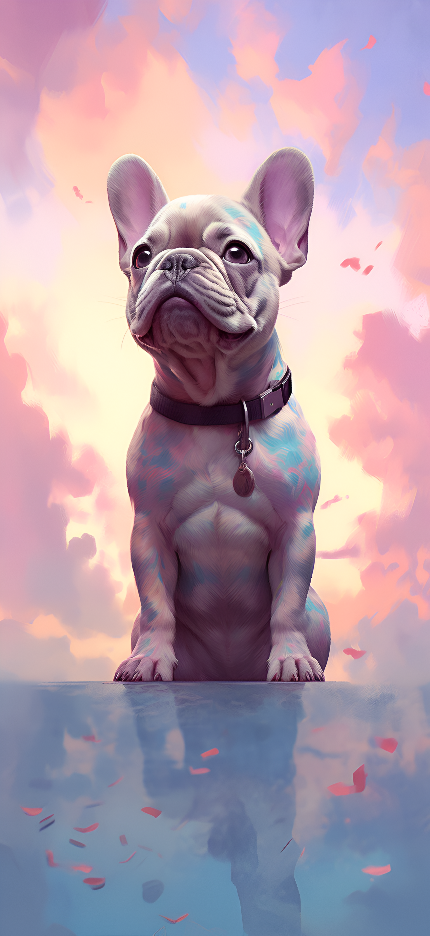 Cucciolo Bulldog Francese pastello, 1472x3200 Full HD Verticale, Smartphone