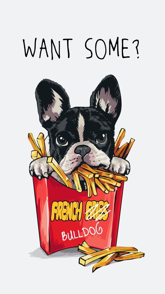 Bulldog francese con patatine, 675x1200 Full HD Verticale, Smartphone