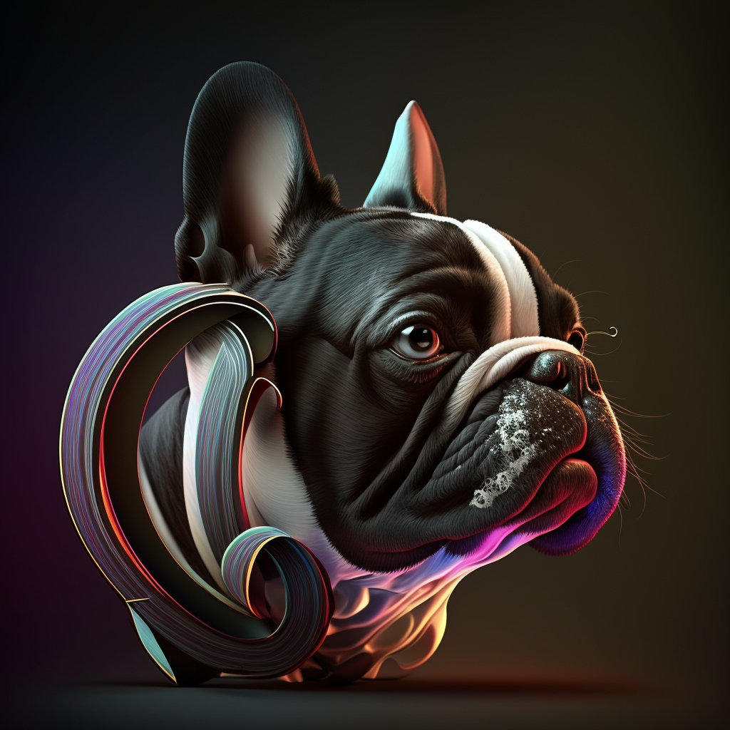 Bulldog francese neon astratto, 1024x1024 HD, Laptop