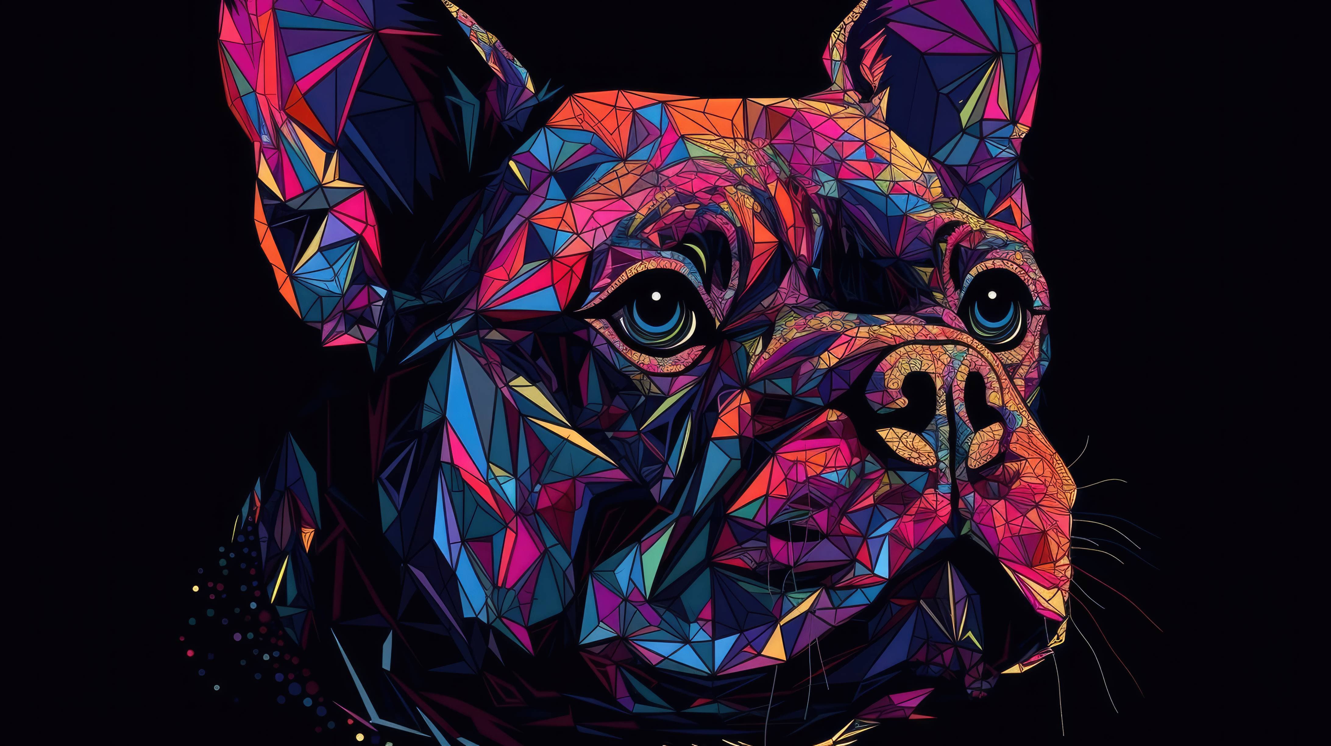 Bulldog francese geometrico colorato, 4368x2448 4K Ultra HD, Monitor 4K