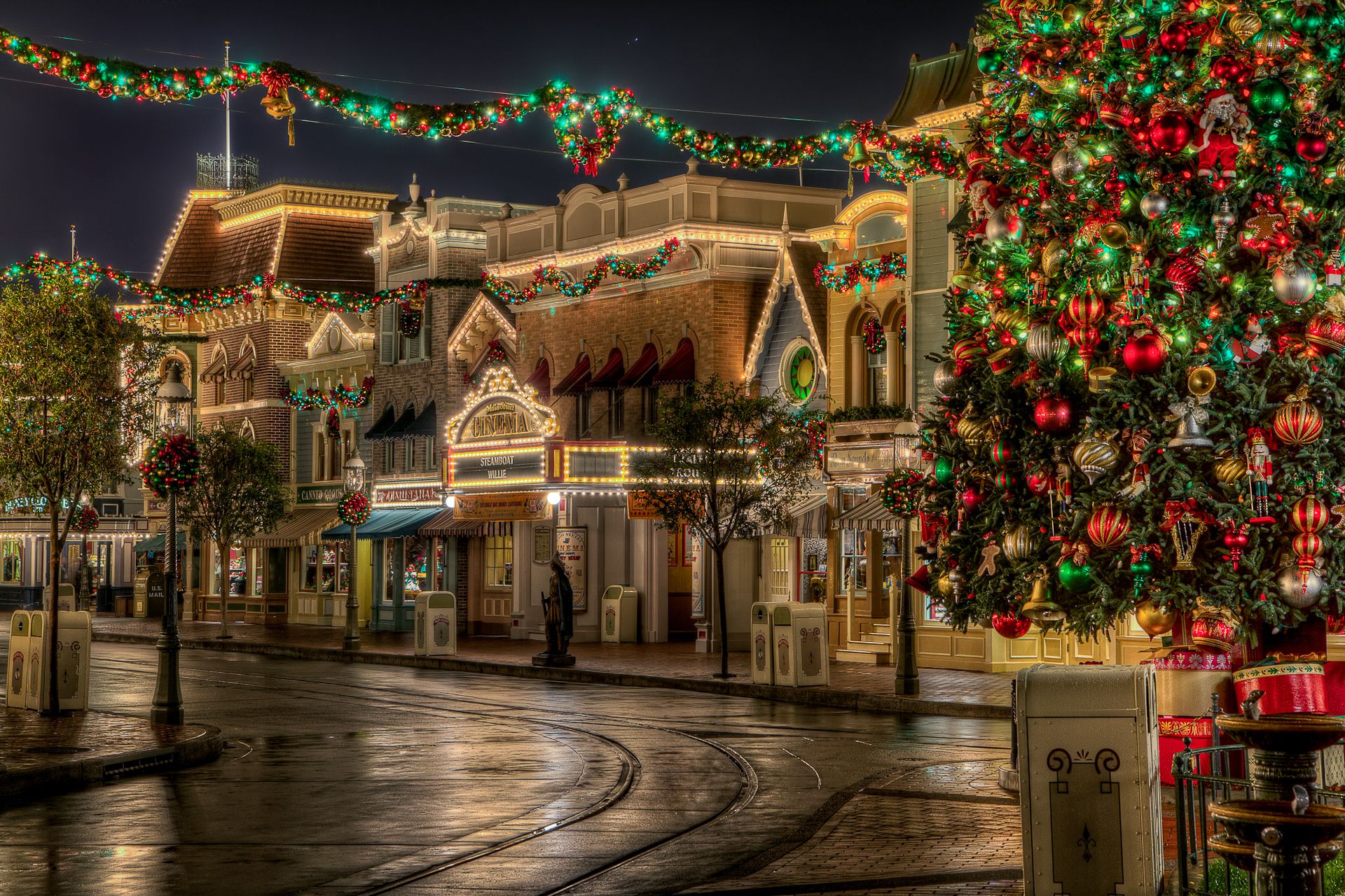 Villaggio natalizio illuminato notte, 1920x1280 WUXGA, iMac
