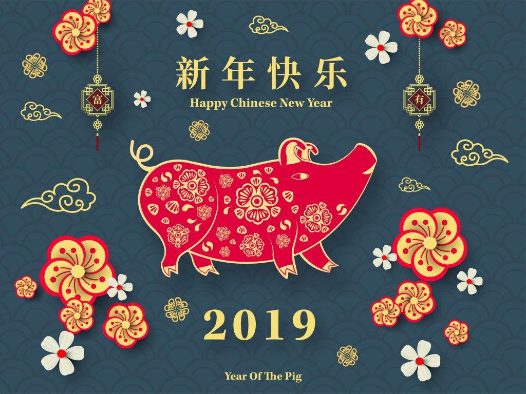 Maialino rosso capodanno cinese 2019, 1024x768 HD, PC Desktop