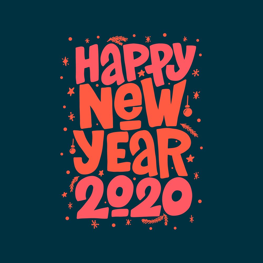 Happy New Year 2020 testo, 1000x1000 HD, PC Desktop