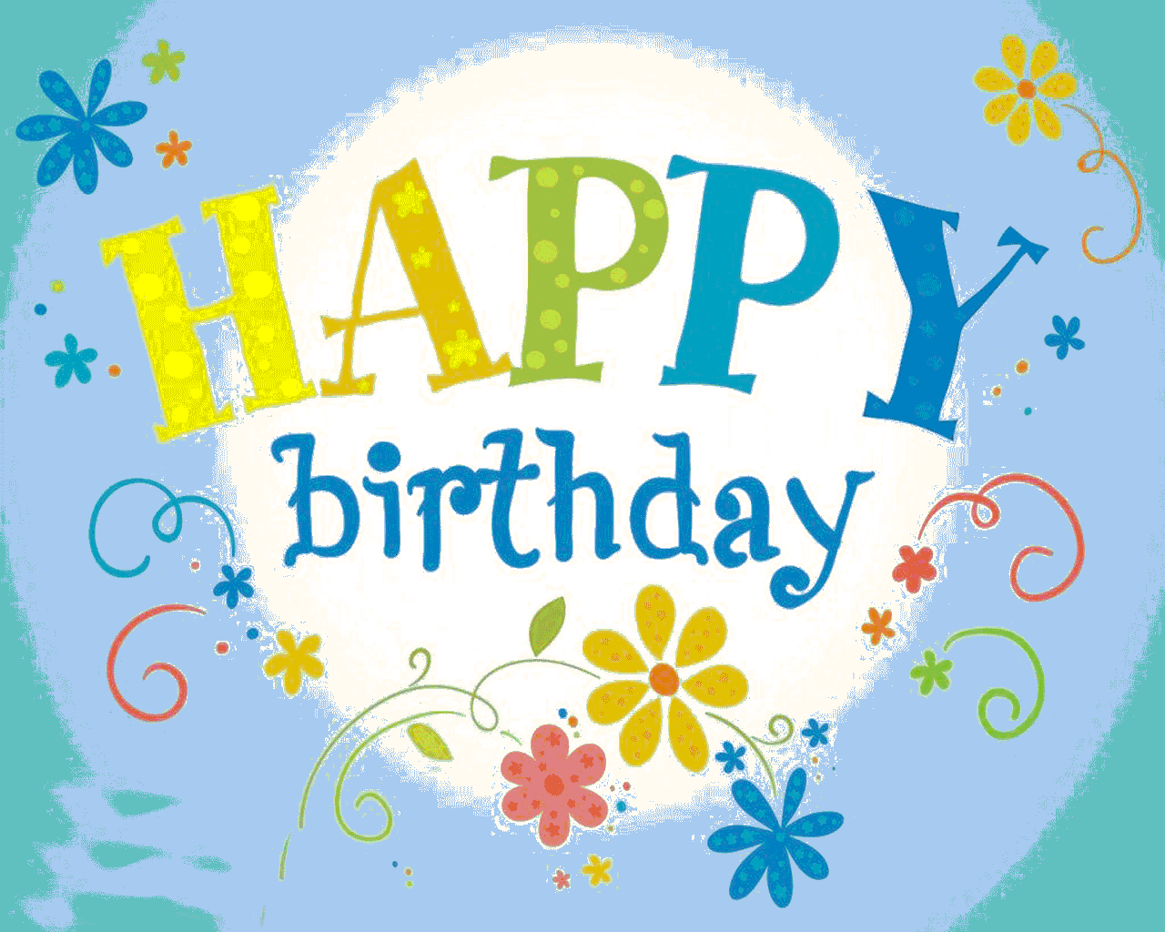 Scritta Happy Birthday con fiori, 1280x1024 HD, Desktop