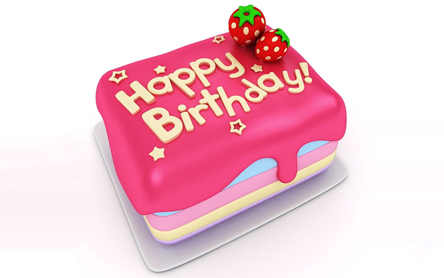Torta rosa Happy Birthday fragole, 1440x900 720p, PC
