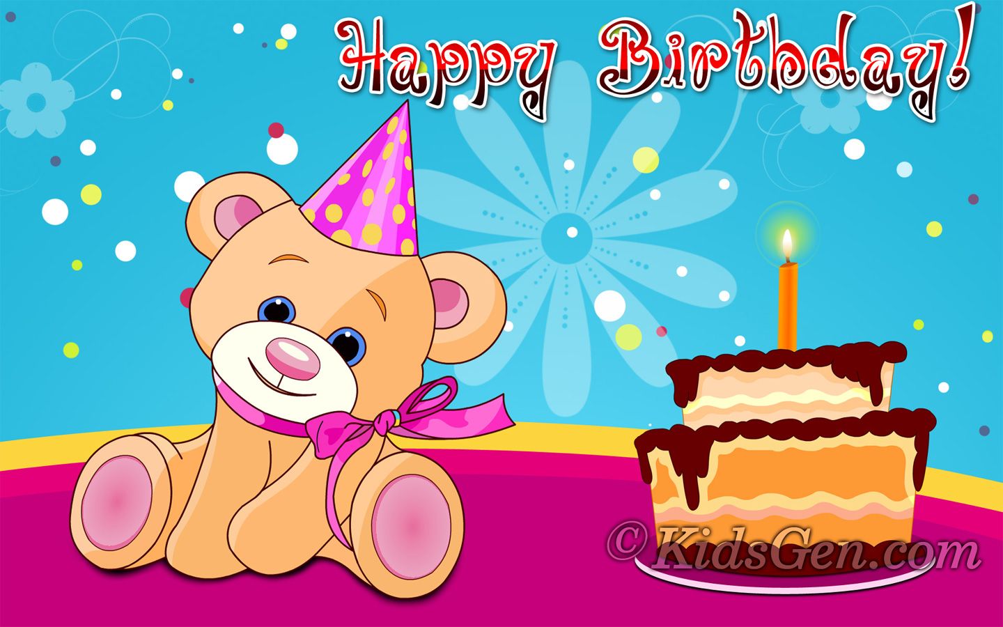 Orsacchiotto con torta compleanno, 1440x900 HD, Desktop