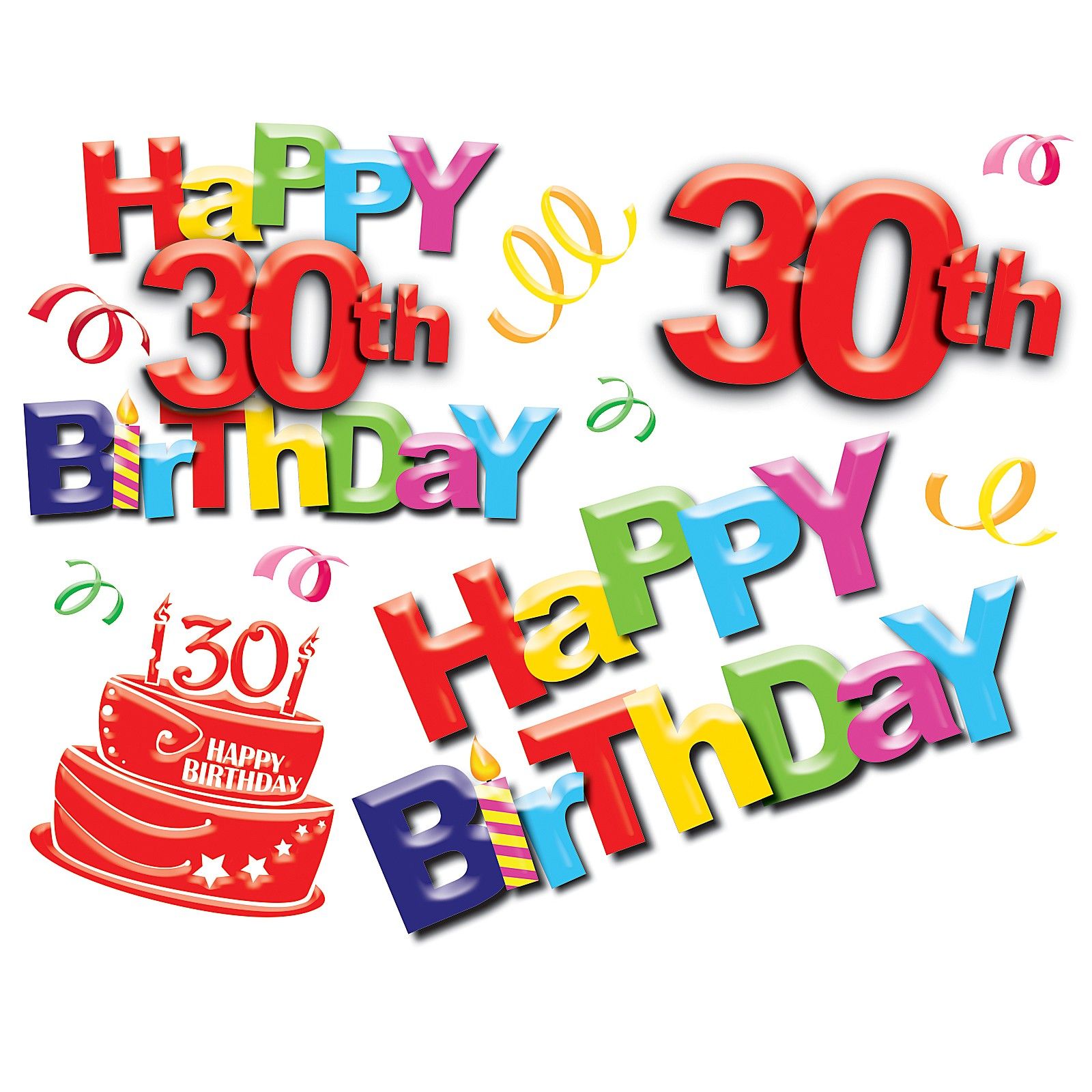 Scritte colorate Happy Birthday 30th, 1600x1600 HD Ready, Laptop