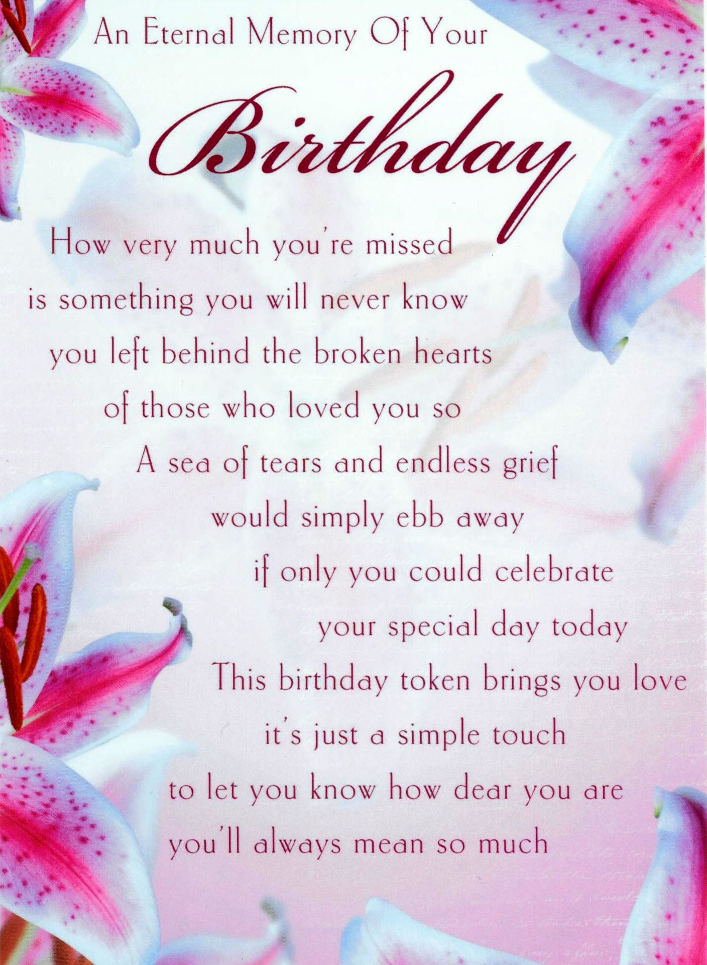 Biglietto memoriale compleanno con gigli, 1408x1921 Full HD Verticale, iPhone