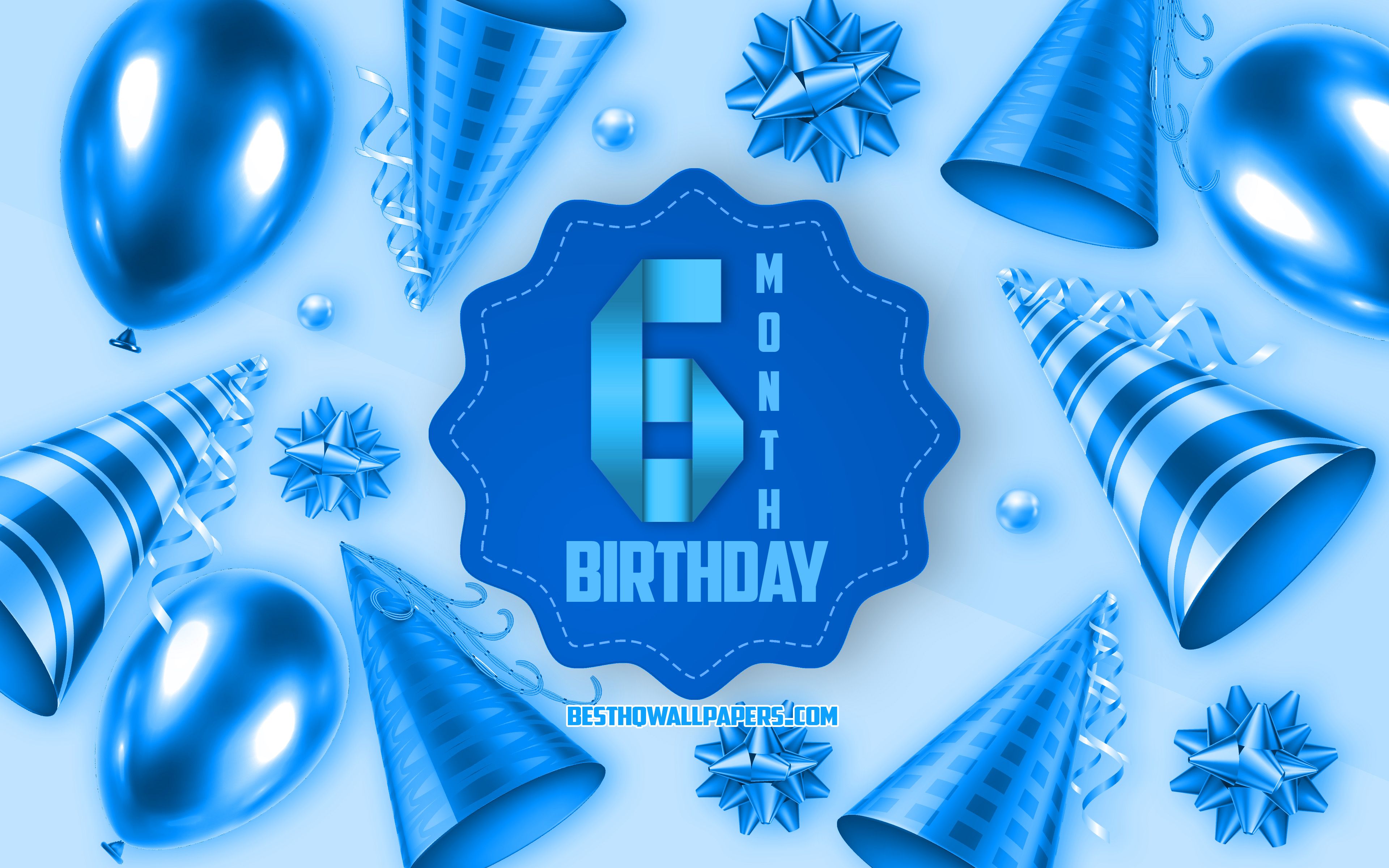 Palloncini blu 6 mesi compleanno, 3840x2400 UHD, PC 4K