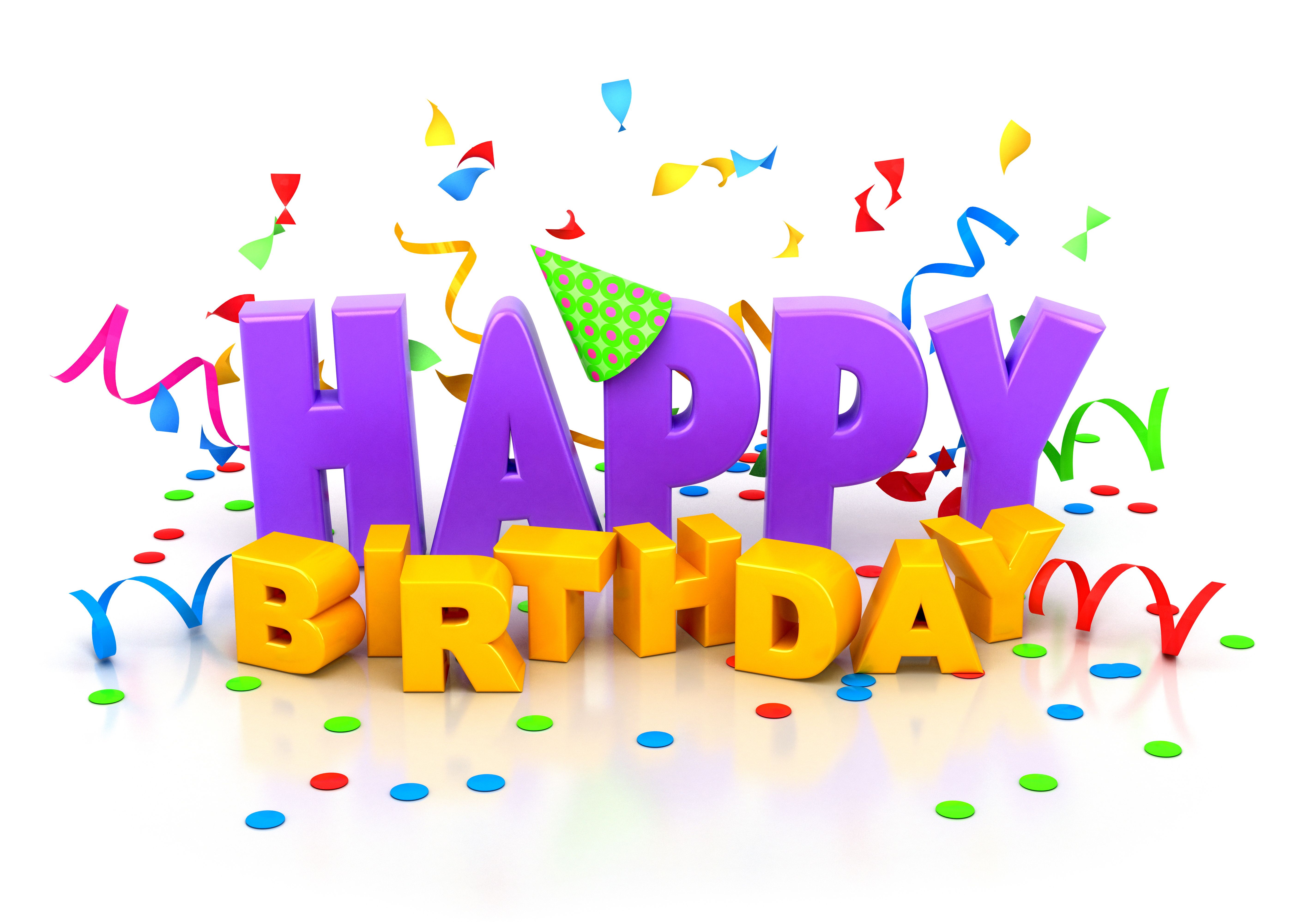 Scritta 3D Happy Birthday colorata, 5700x3995 UHD, Monitor Gaming