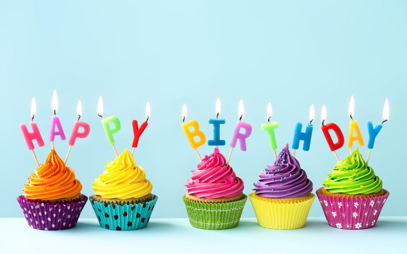 Cupcake colorati candeline Happy Birthday, 1680x1050 HD, PC