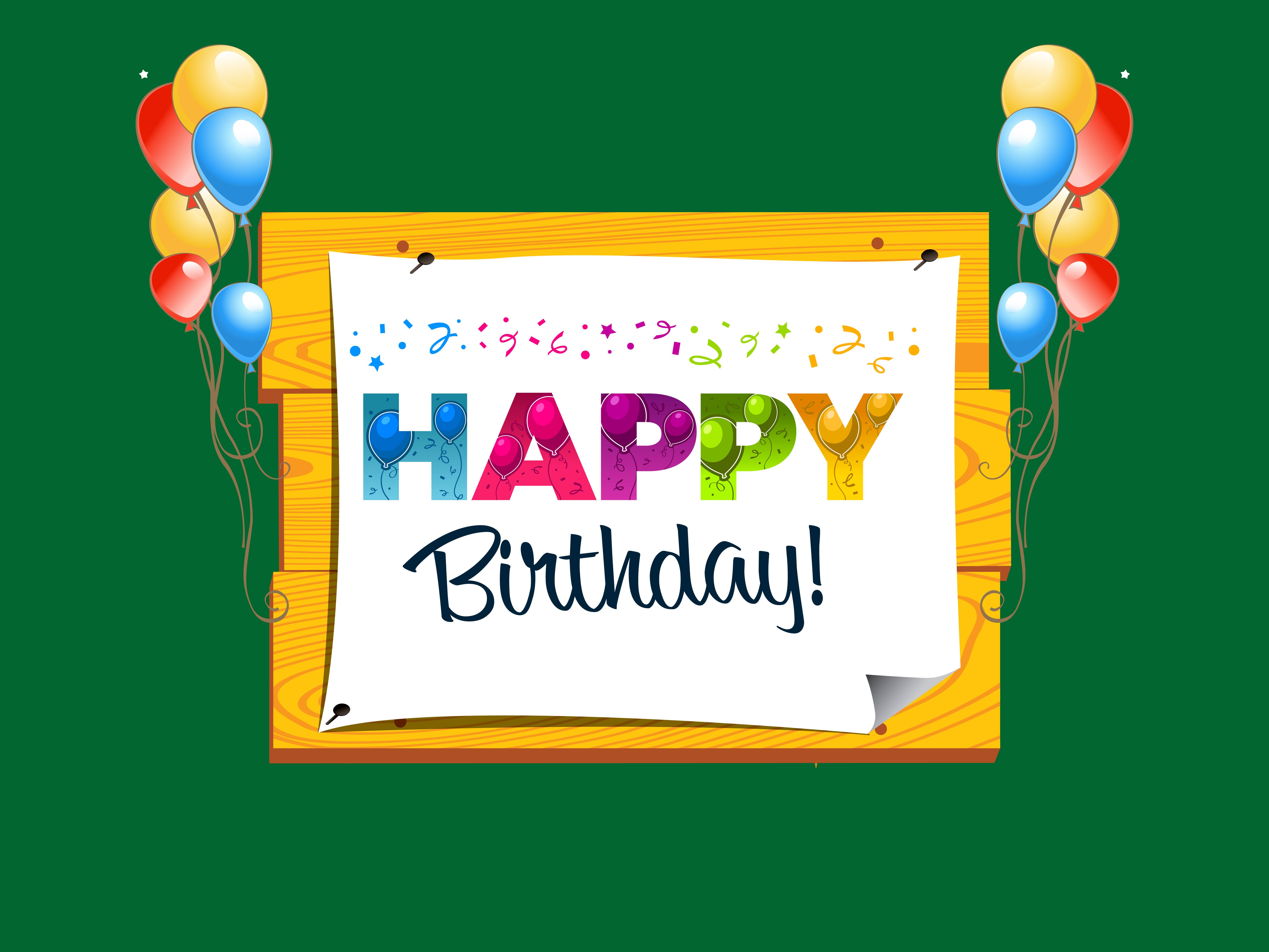 Cartello Happy Birthday con palloncini, 6000x4500 UHD, Monitor Gaming