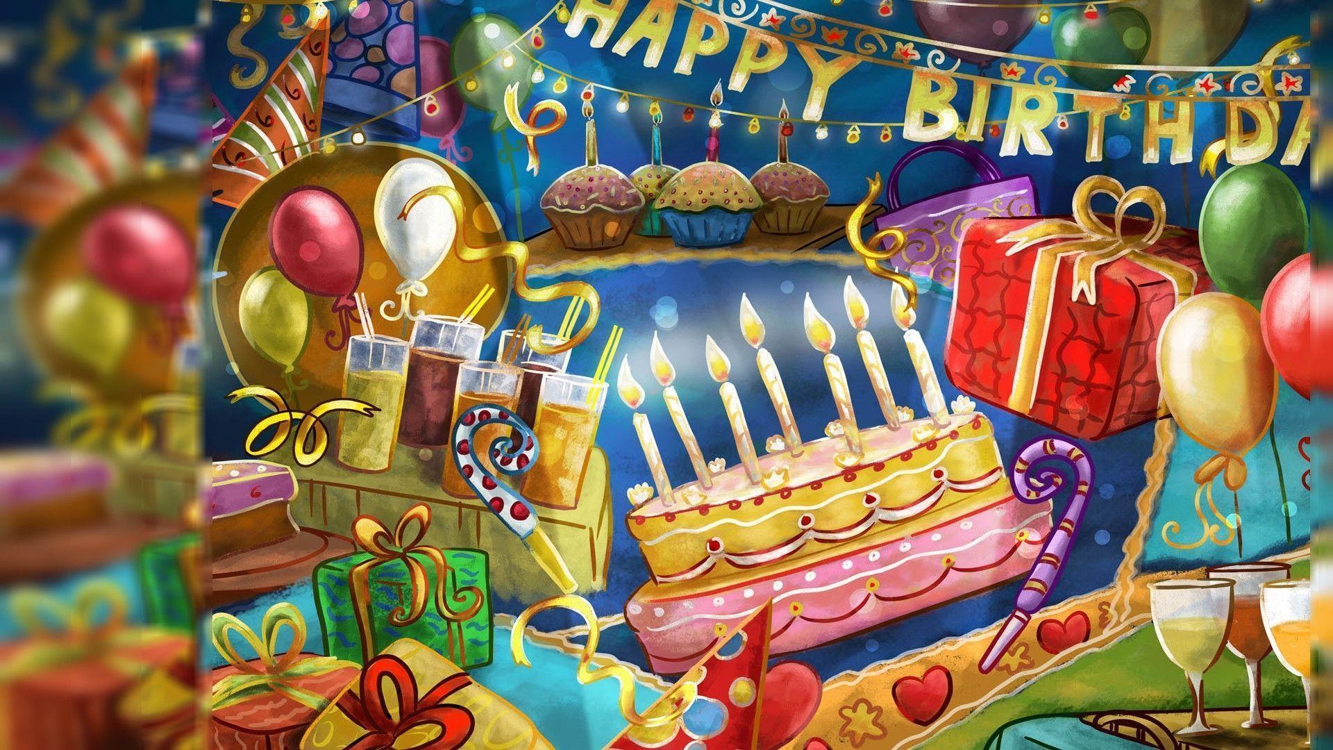 Torta compleanno palloncini regali, 1920x1080 Full HD, PC