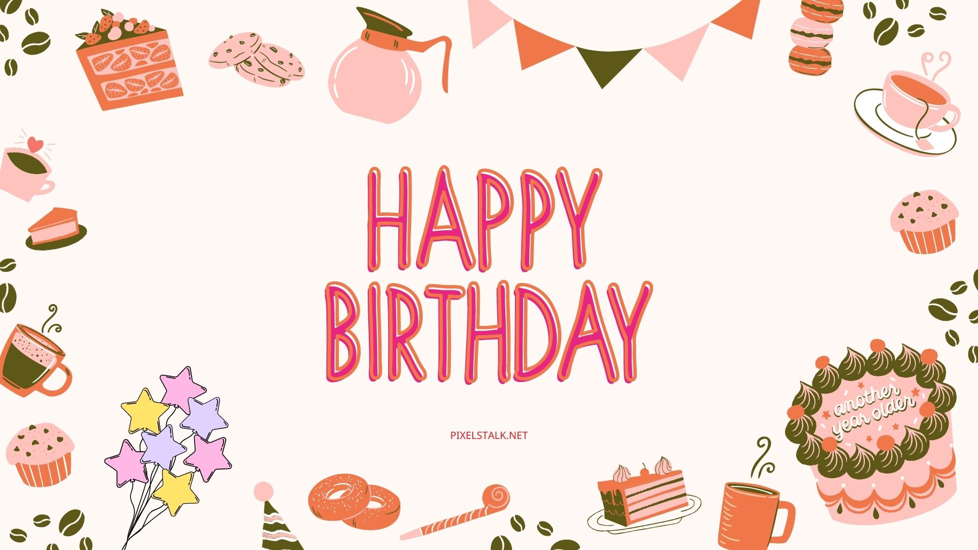 Happy Birthday torta e palloncini, 1920x1080 Full HD, Laptop