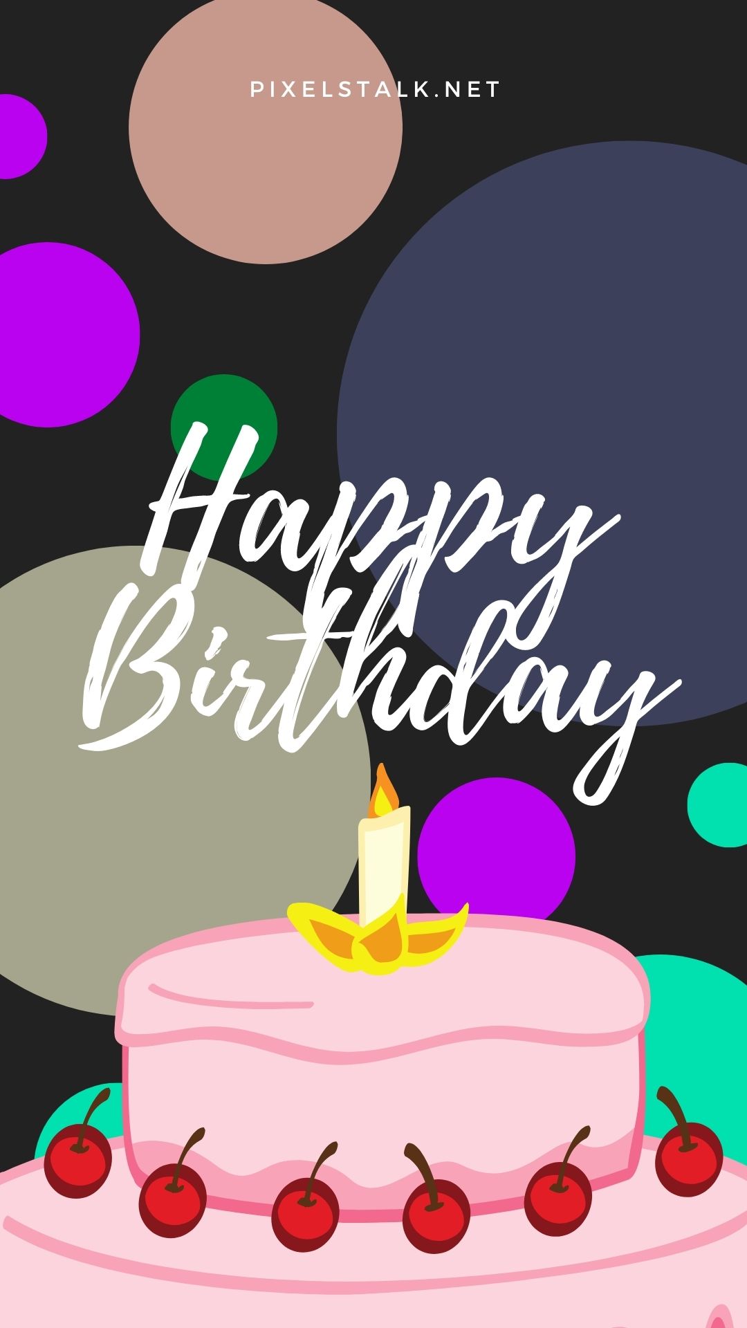 Torta compleanno rosa con ciliegie, 1080x1920 Verticale, Mobile