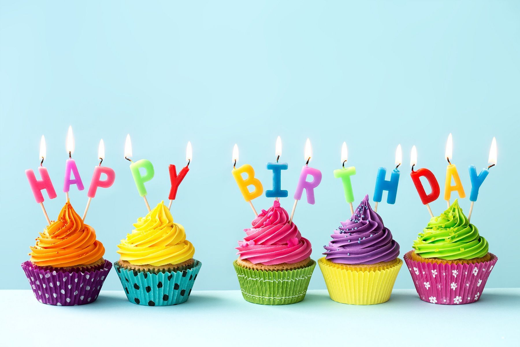 Cupcakes colorati con candeline Happy Birthday, 1800x1200 HD, Desktop