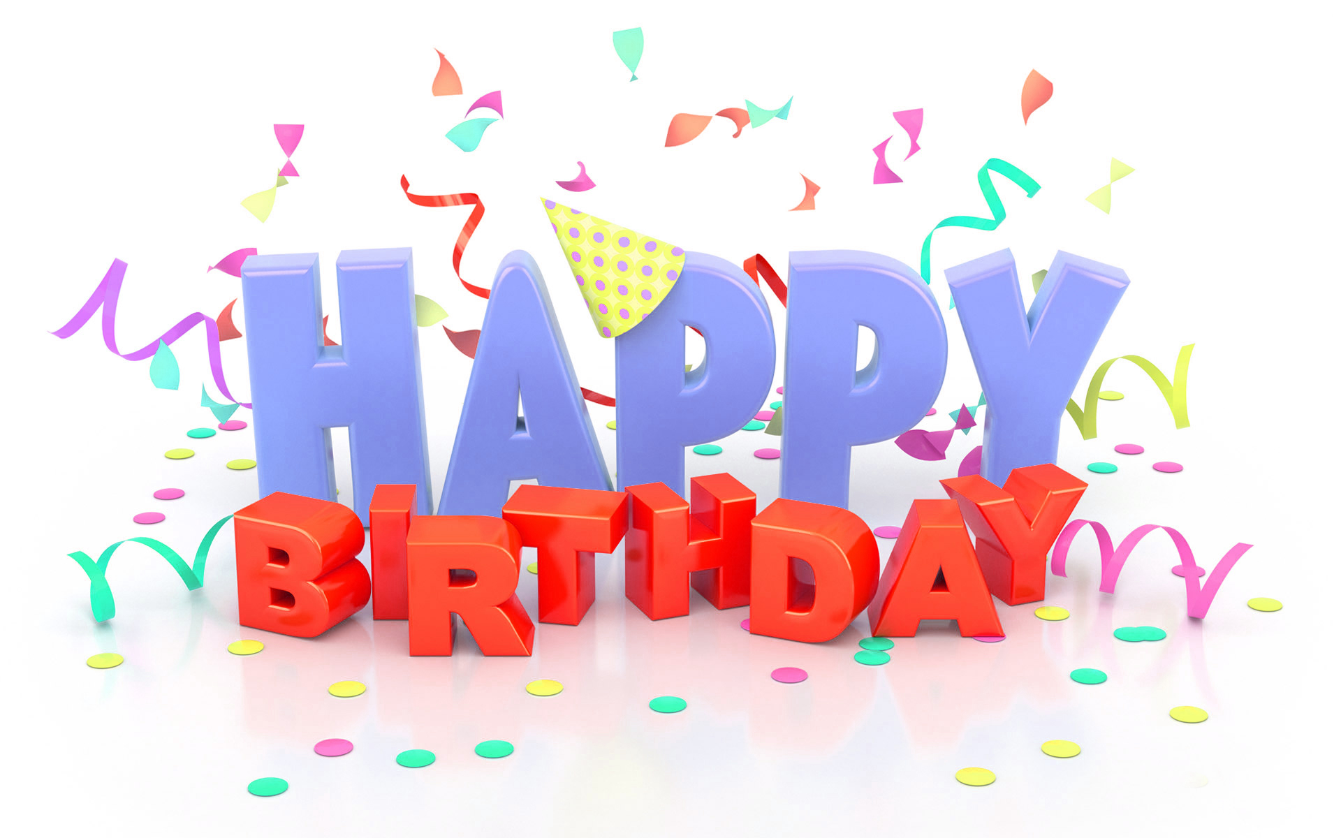 Testo 3D Happy Birthday coriandoli, 1920x1200 WUXGA, Laptop