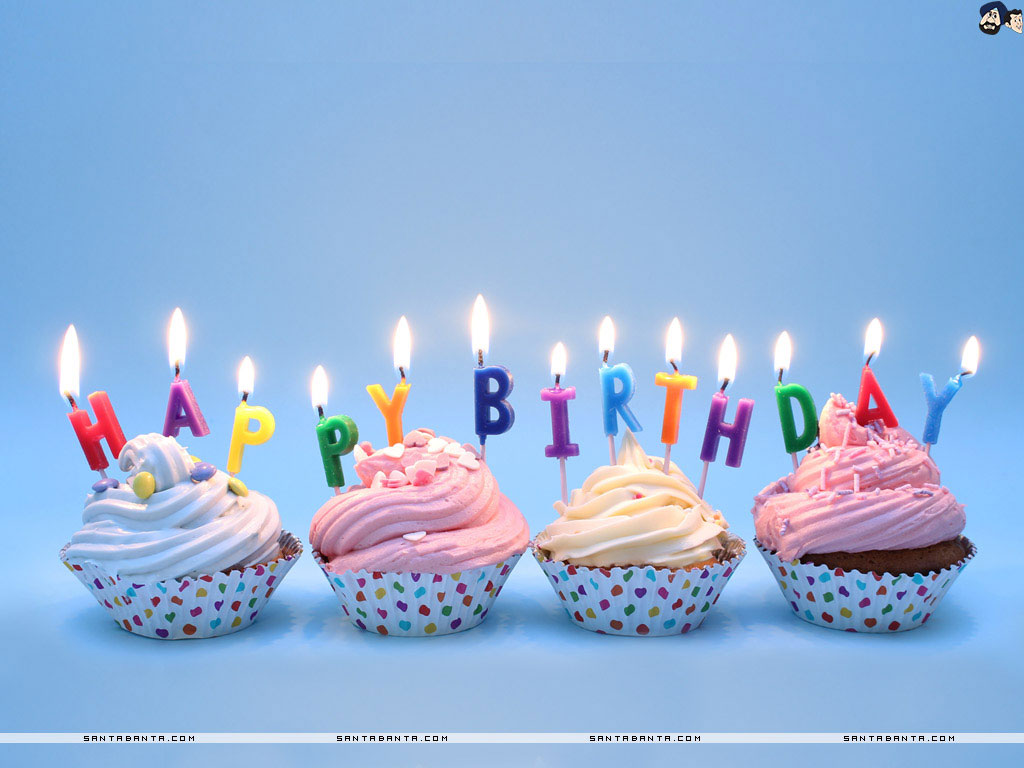 Cupcakes candeline Happy Birthday, 1024x768 HD, Laptop